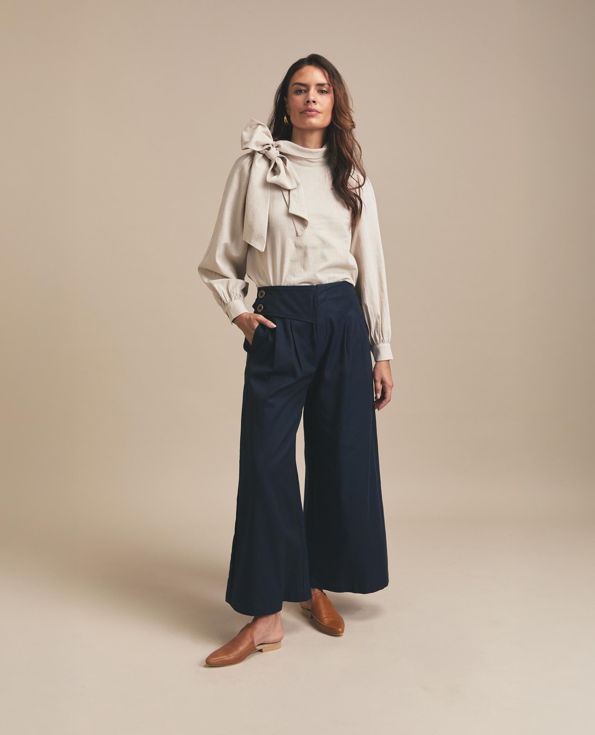 Ollie | Wide Leg Trouser | Navy