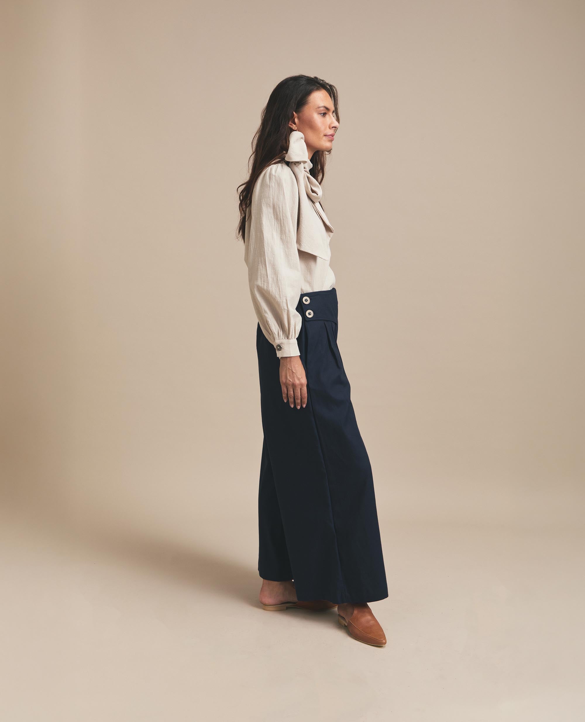 Ollie | Wide Leg Trouser | Navy