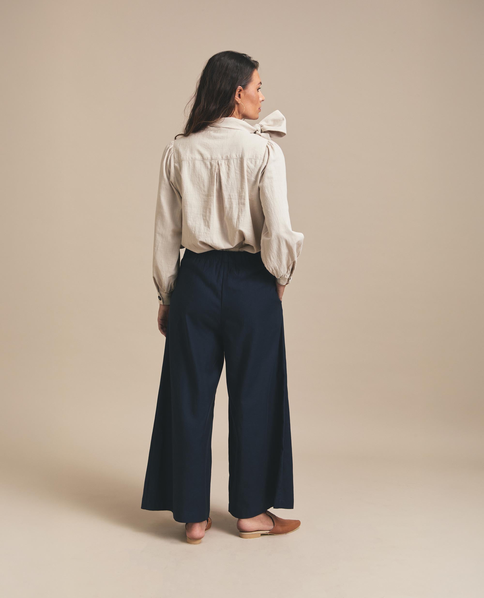 Ollie | Wide Leg Trouser | Navy