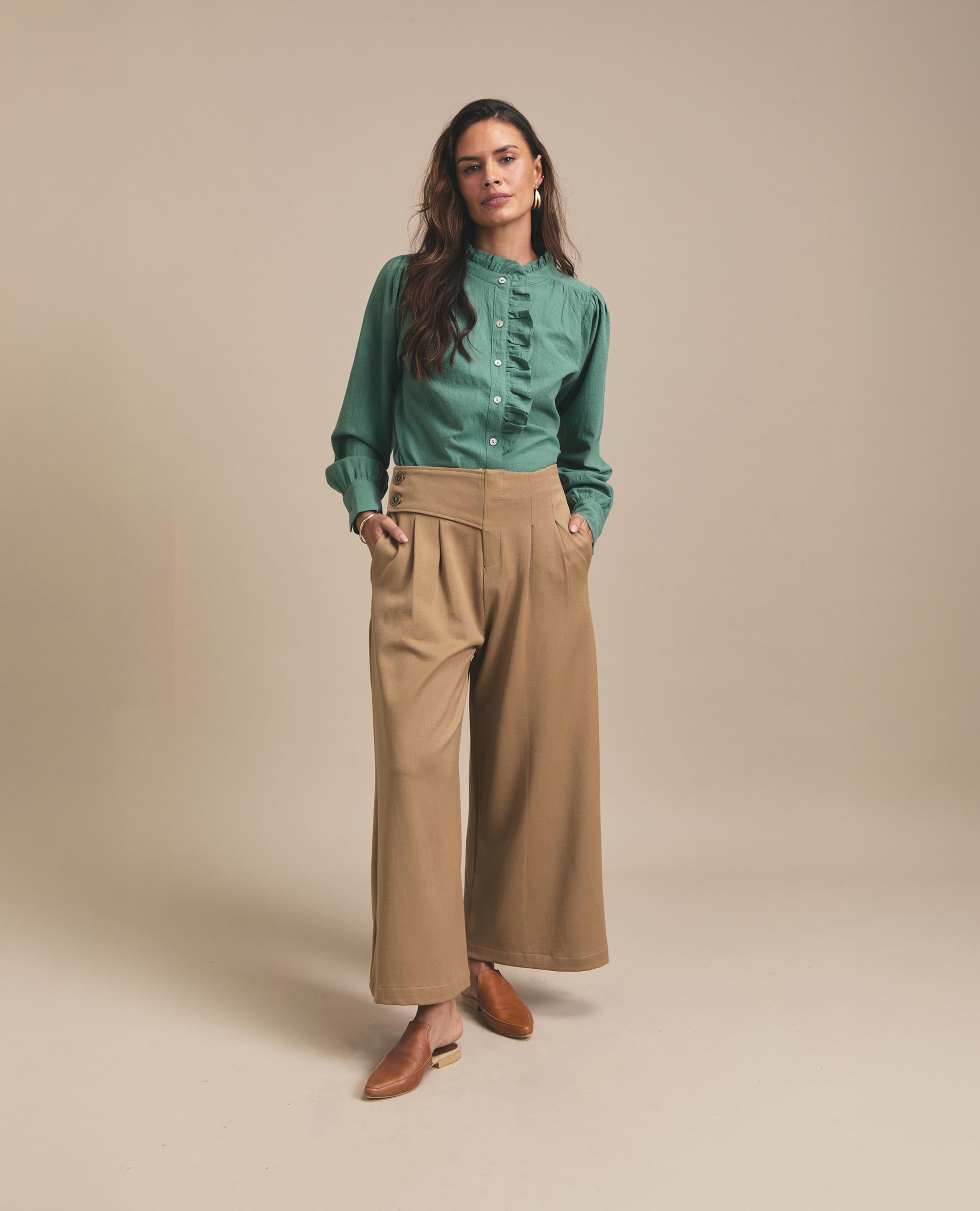 Ollie | Wide Leg Trouser | Camel