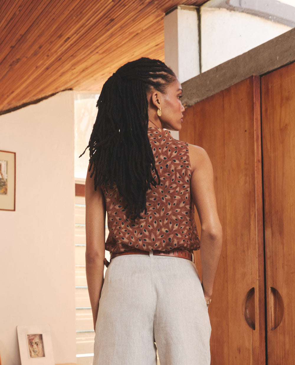 Solana | Stand Collar Top | Desert Eye