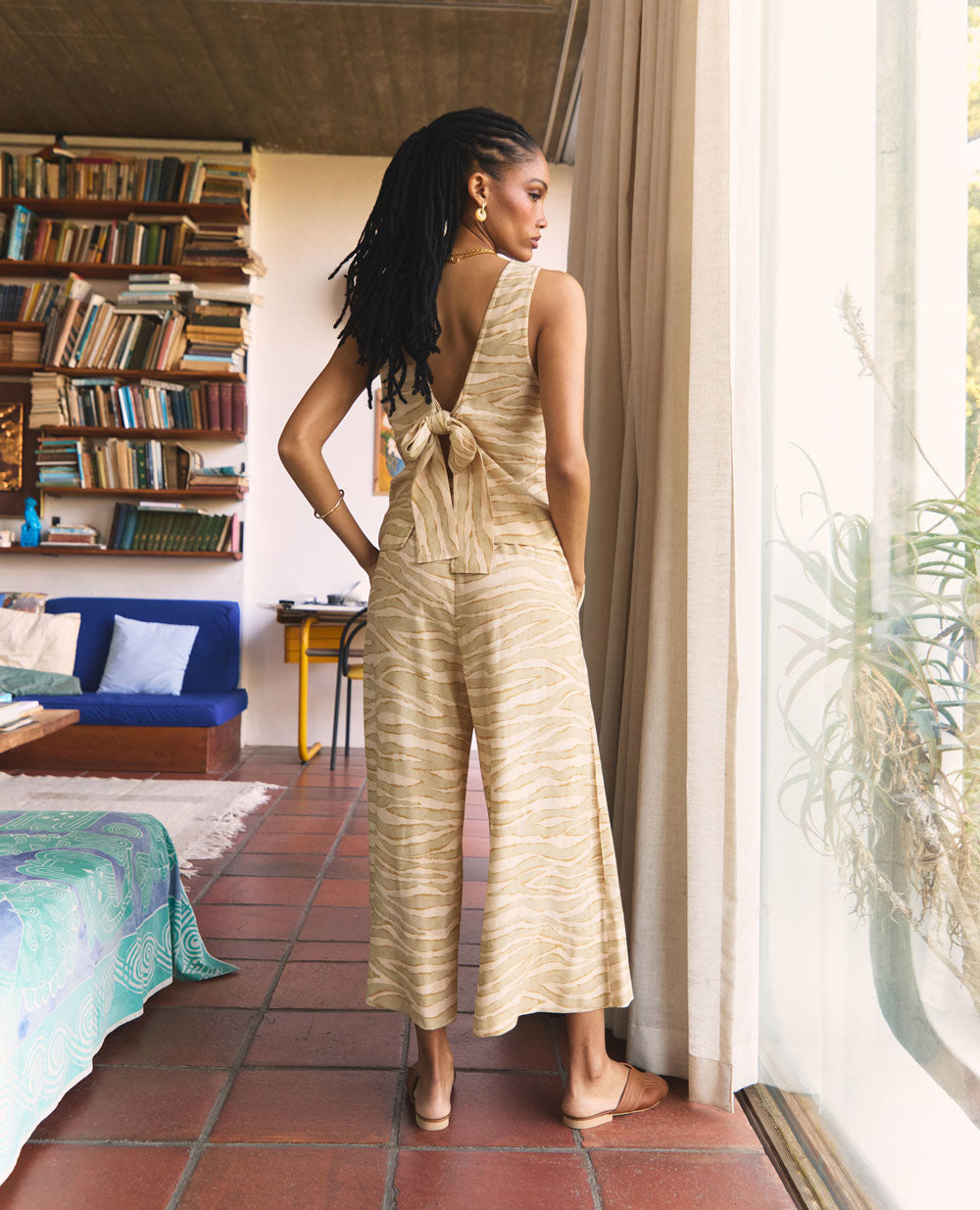 Shogun Pants | Cropped Wide Length Pants | Dune Stripe