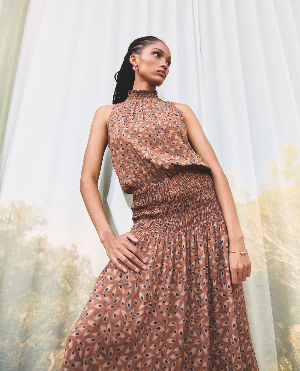 Flora | High Neck Maxi Dress | Desert Eye