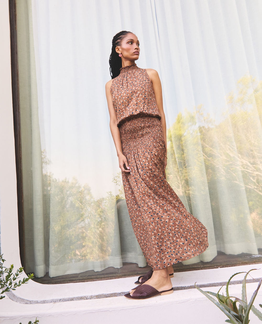 Flora | High Neck Maxi Dress | Desert Eye