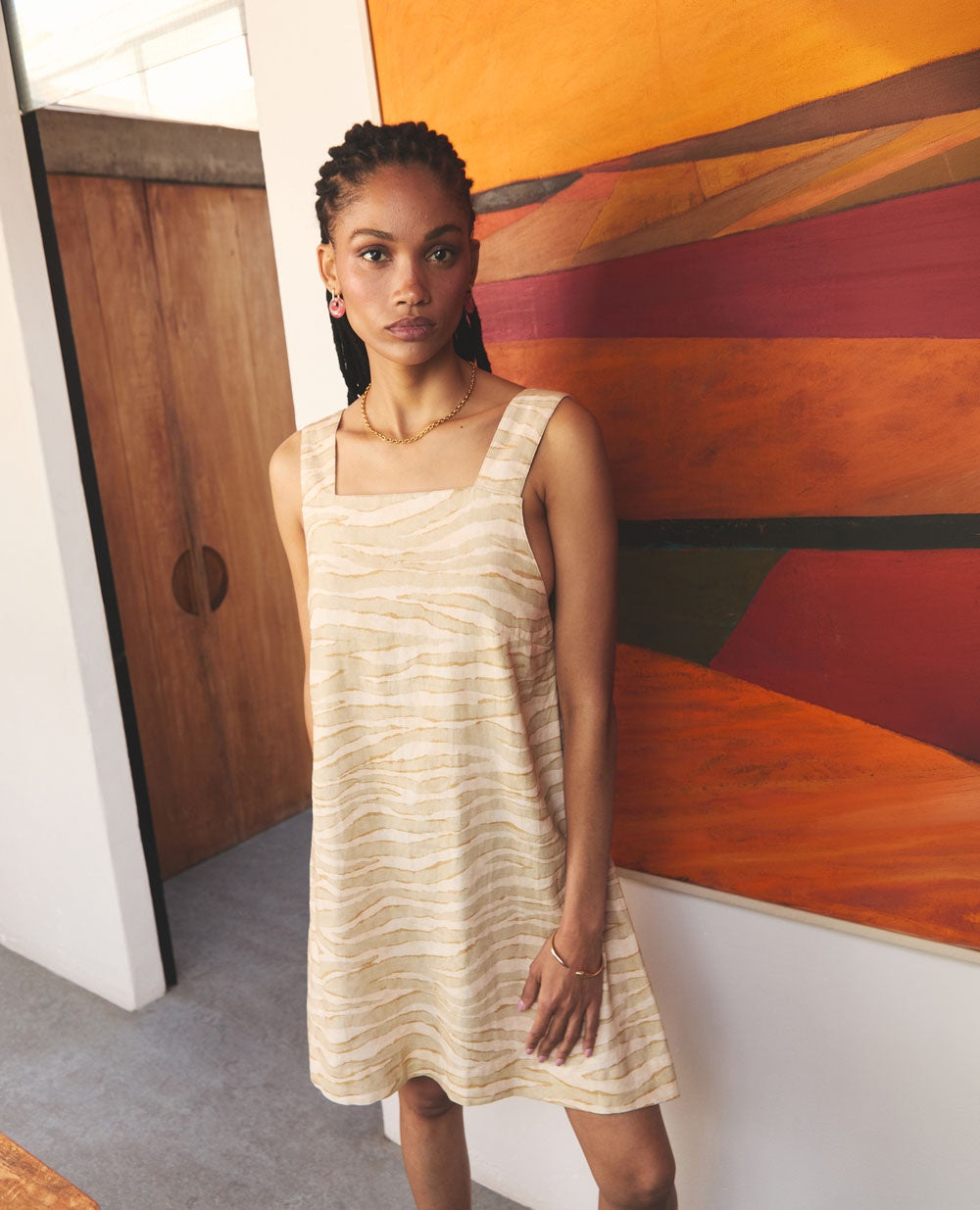 Twiggy | Relaxed Mini Dress | Dune Stripe