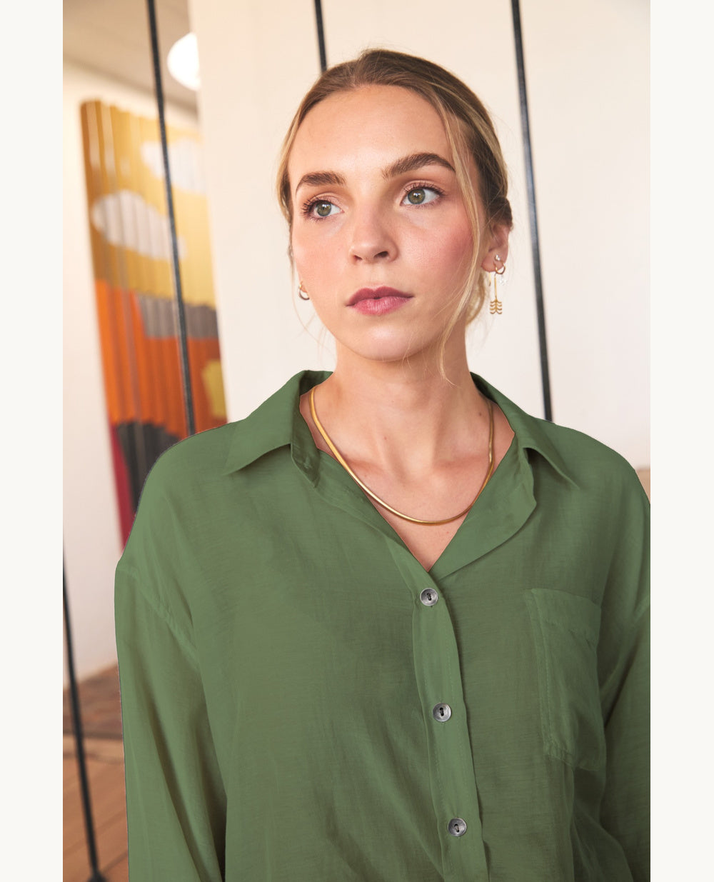 Sahara | Oversized Button-Up | Moss