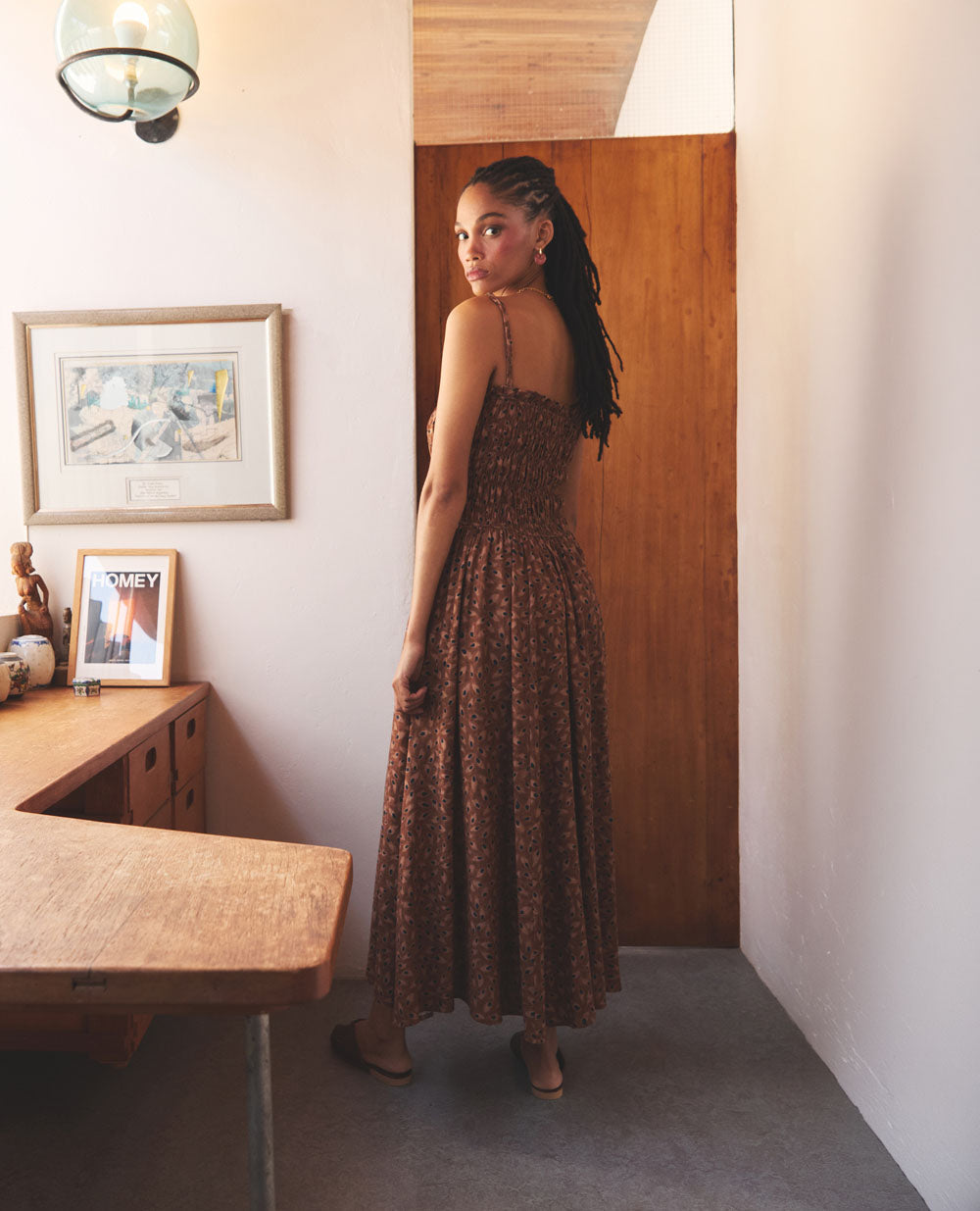 Coco | Paper Bag Frill Maxi Dress | Desert Eye
