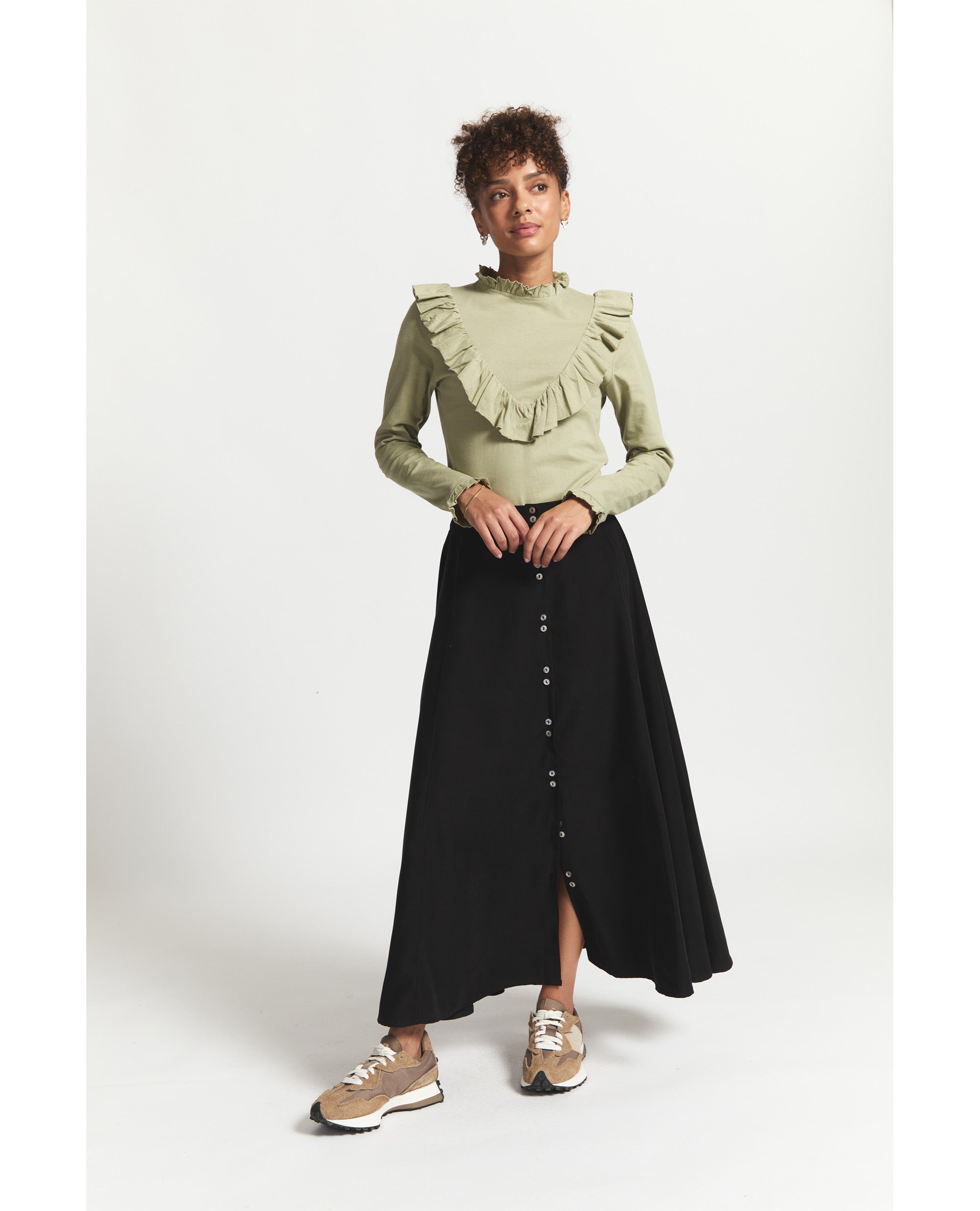 Neva | Paneled Flared Skirt | Black