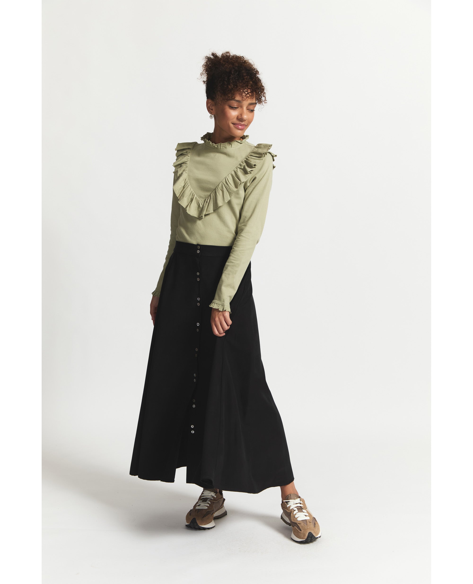 Neva | Paneled Flared Skirt | Black
