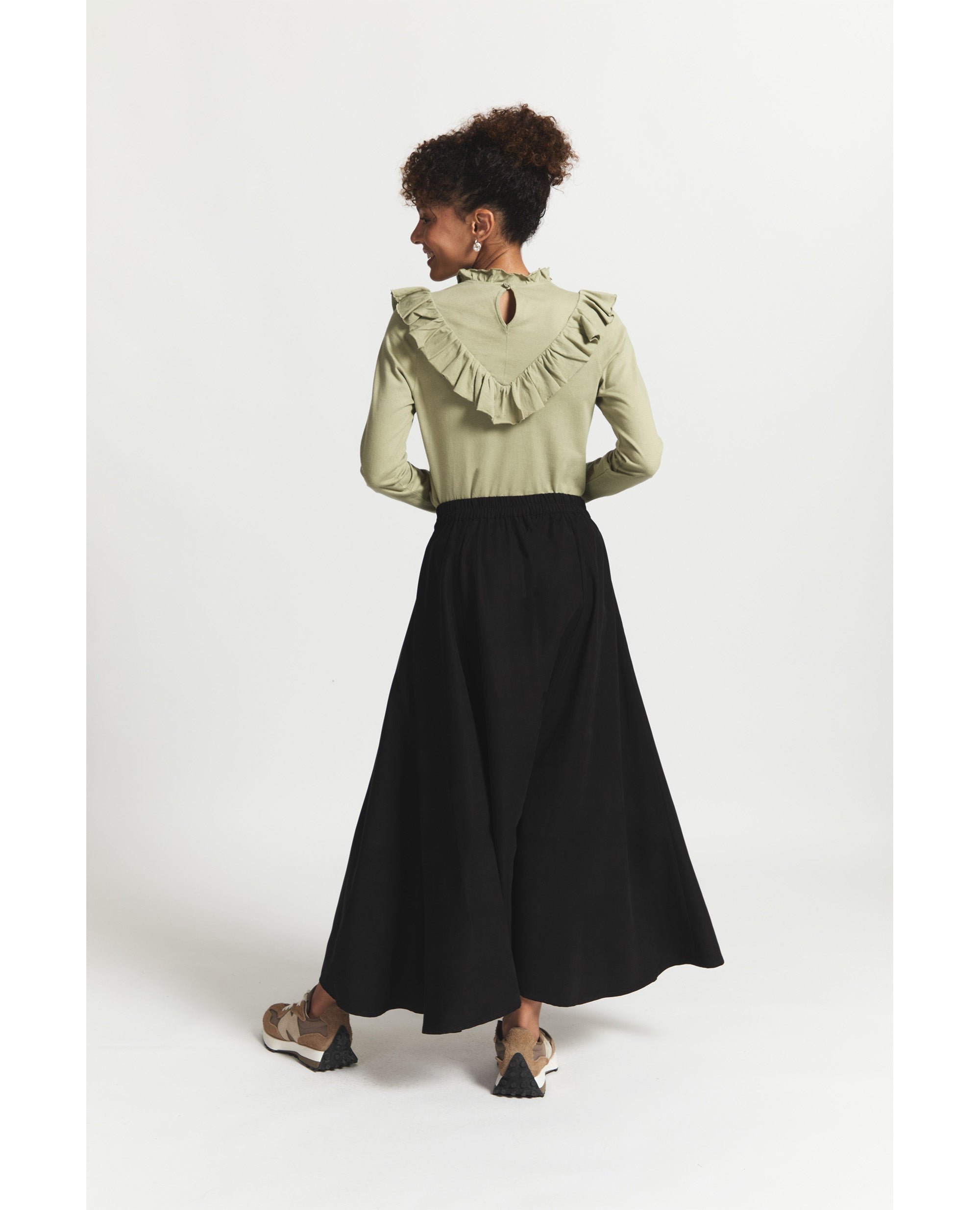 Neva | Paneled Flared Skirt | Black