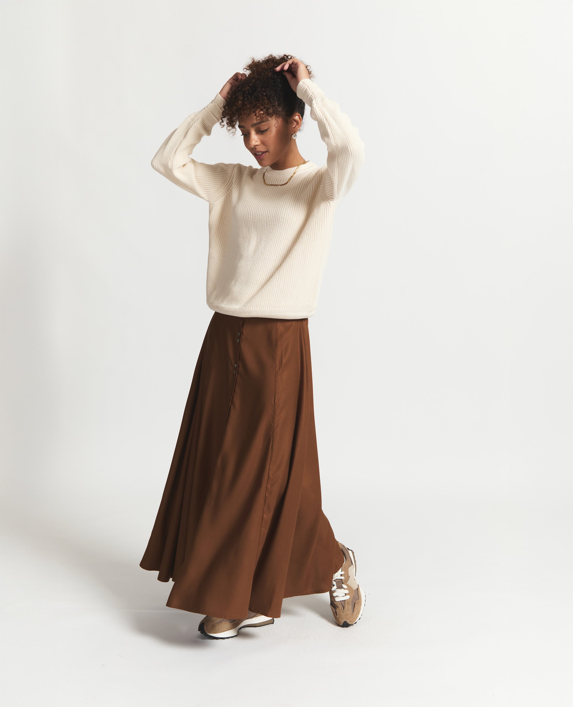 Neva | Paneled Flared Skirt | Chocolate