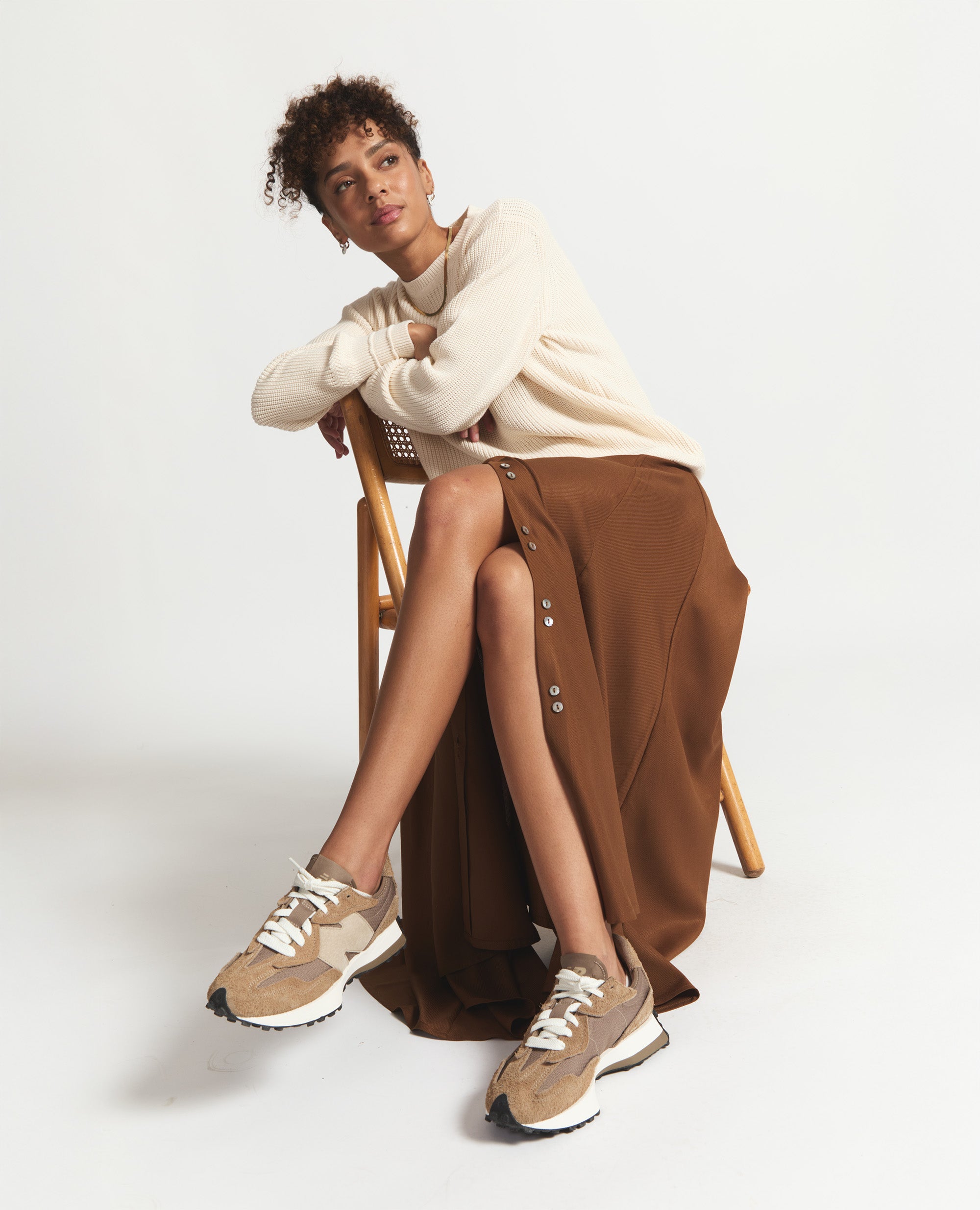 Neva | Paneled Flared Skirt | Chocolate