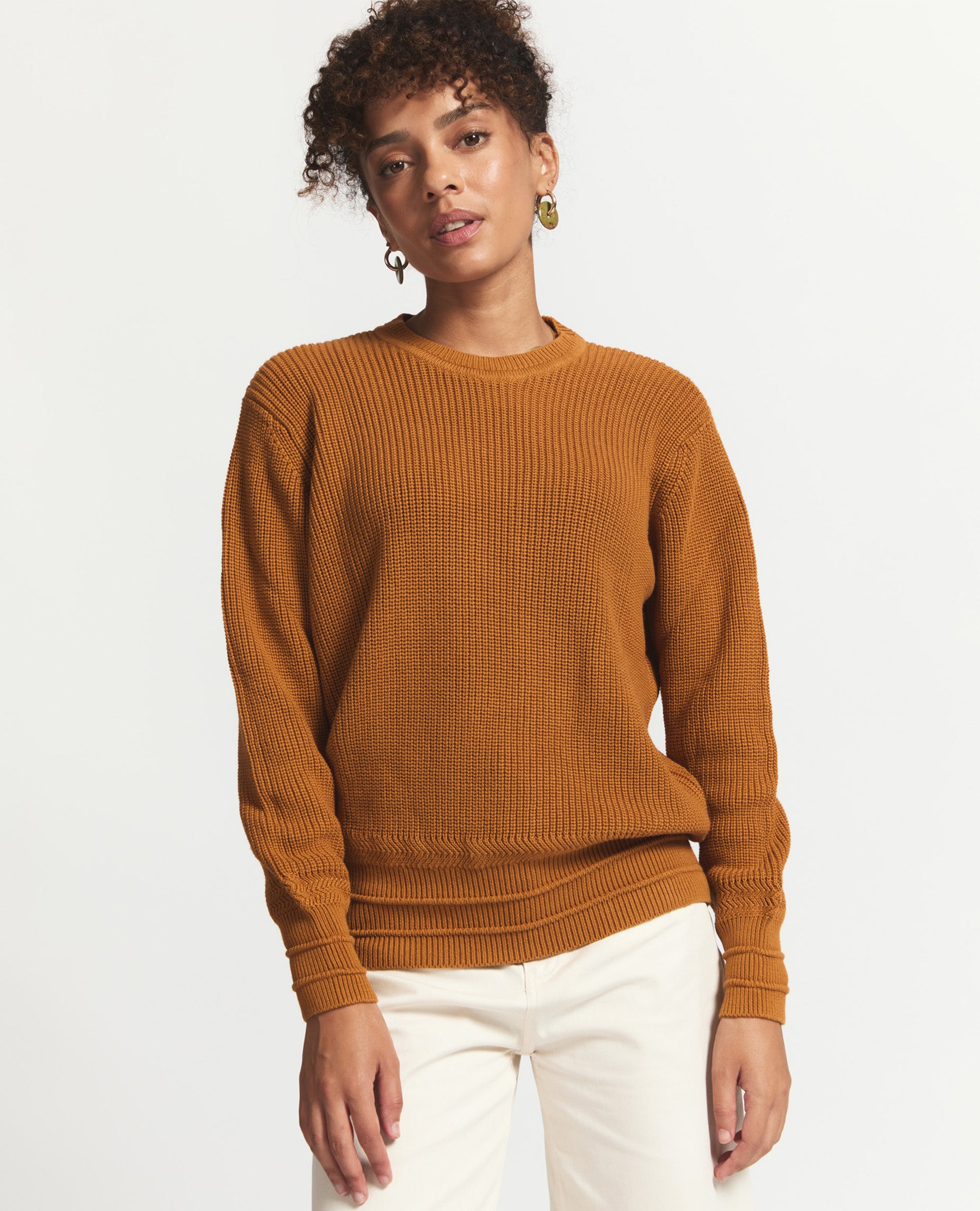 Aspen | Round Neck Cotton Jersey | Caramel