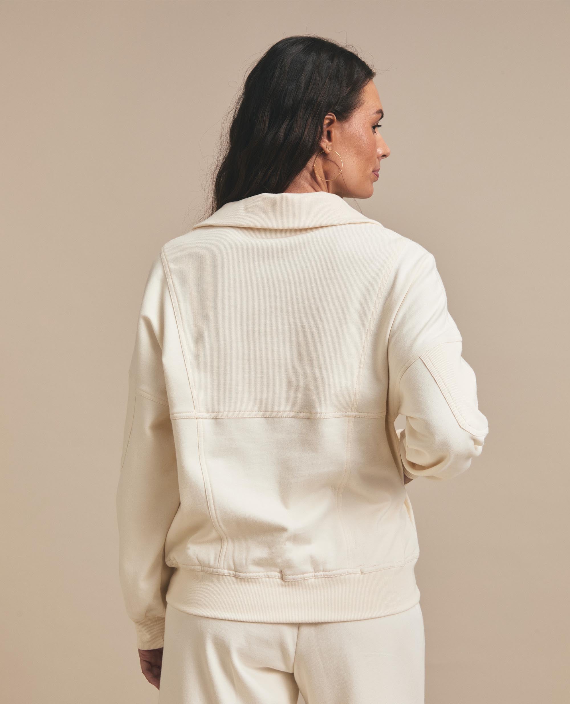 Sian Top | Zip Track Top | Ecru