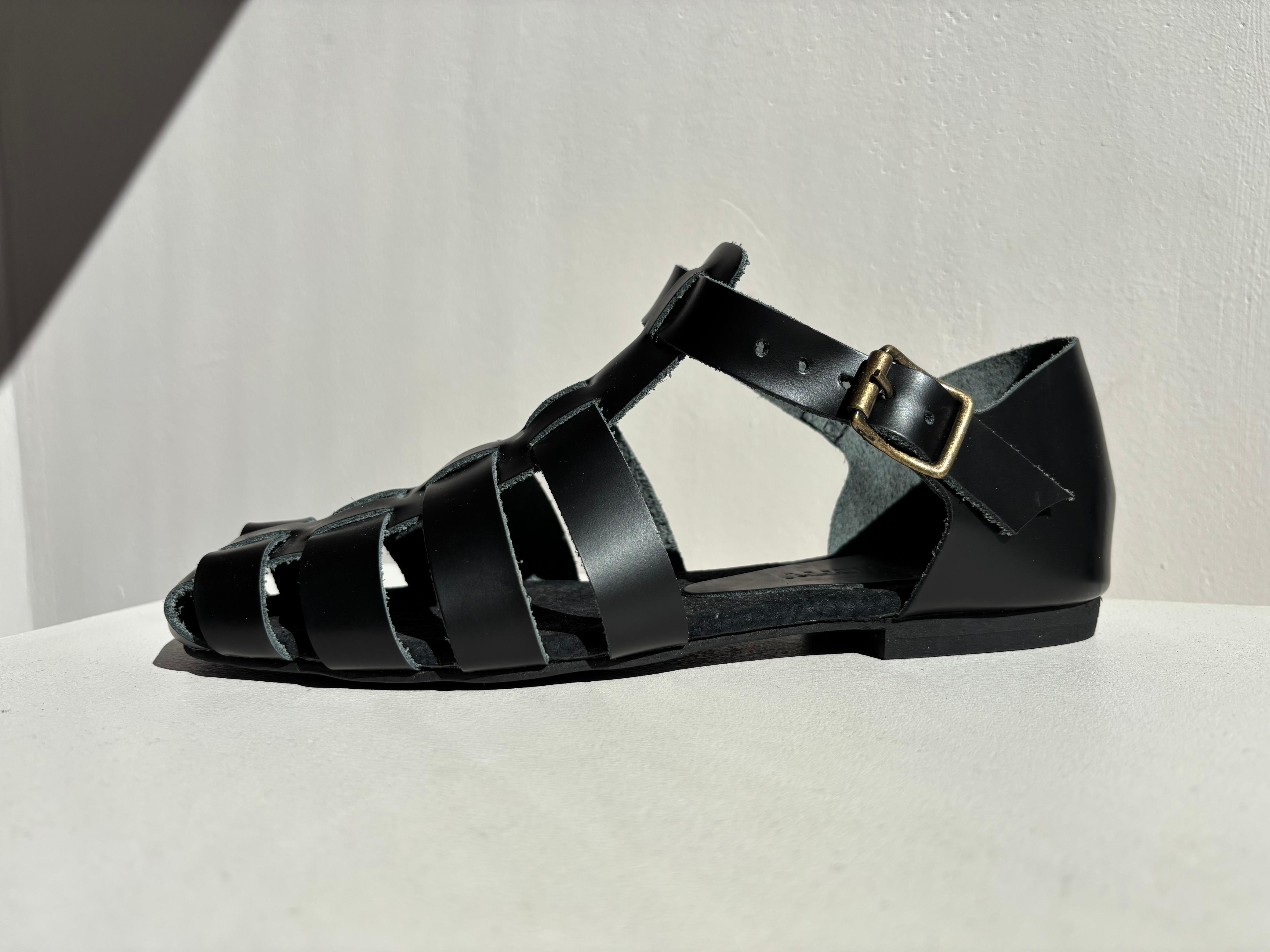 Birdy | Woven Leather Sandal | Black