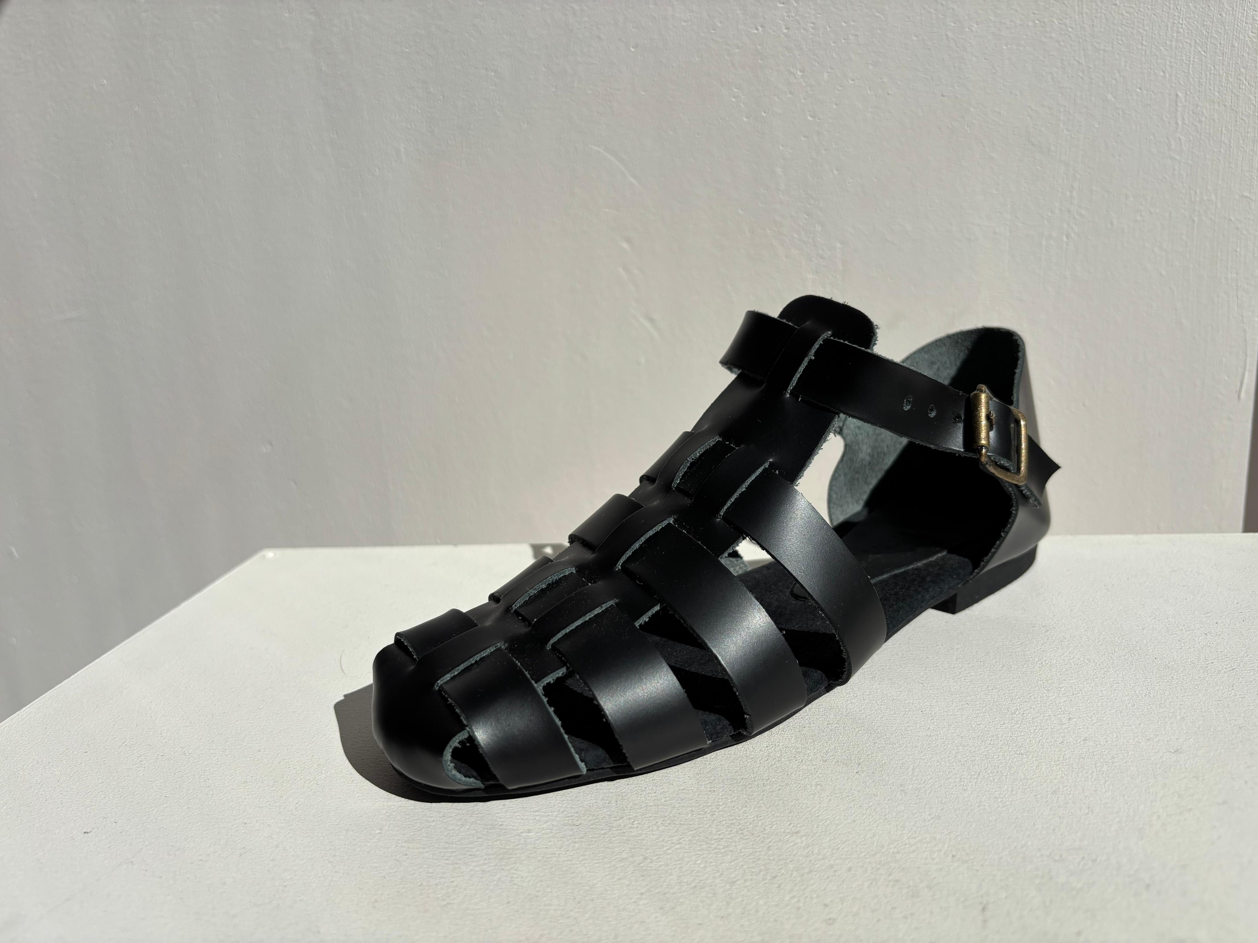 Birdy | Woven Leather Sandal | Black
