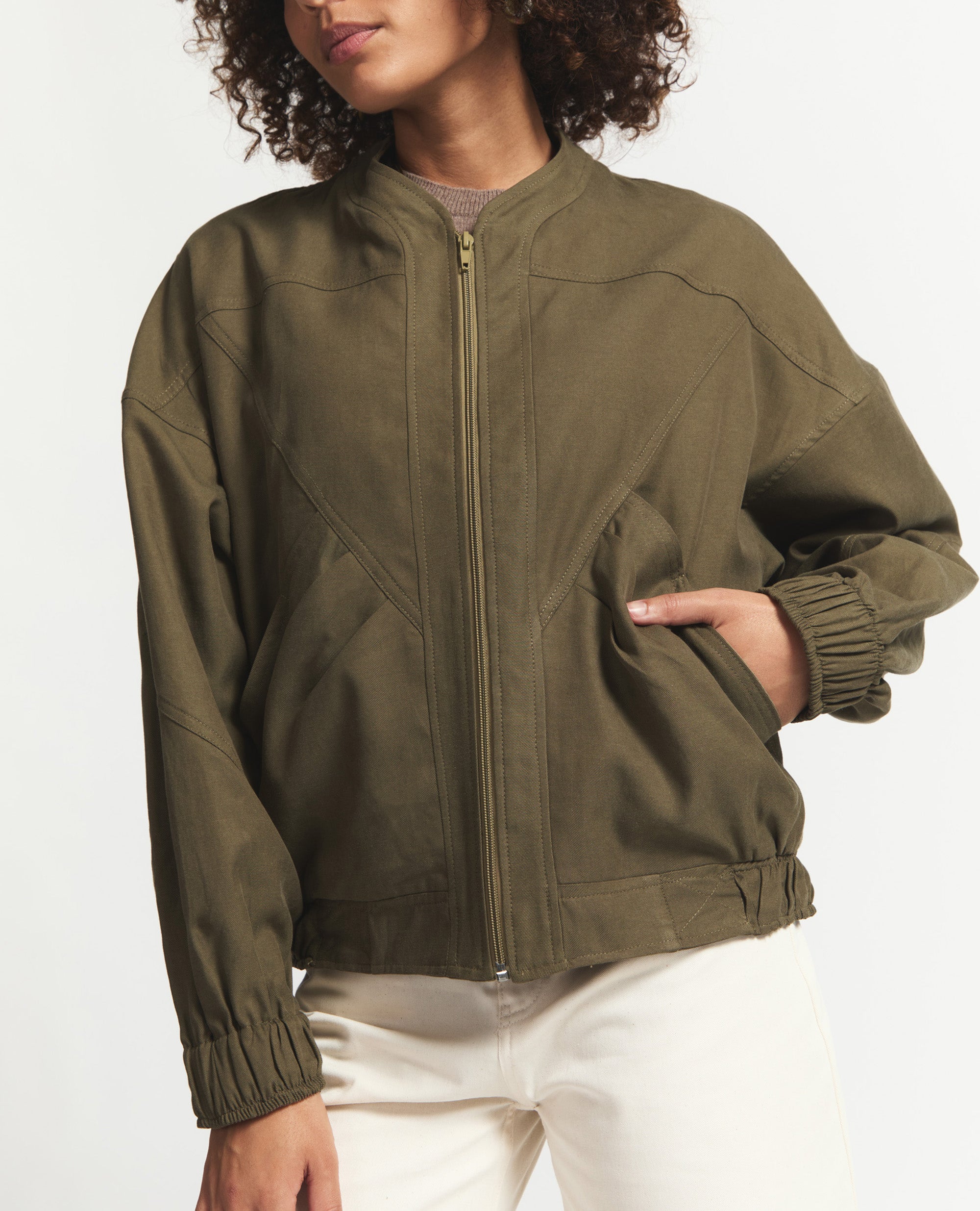 MJ | Lined Relaxed Bomber | Olive
