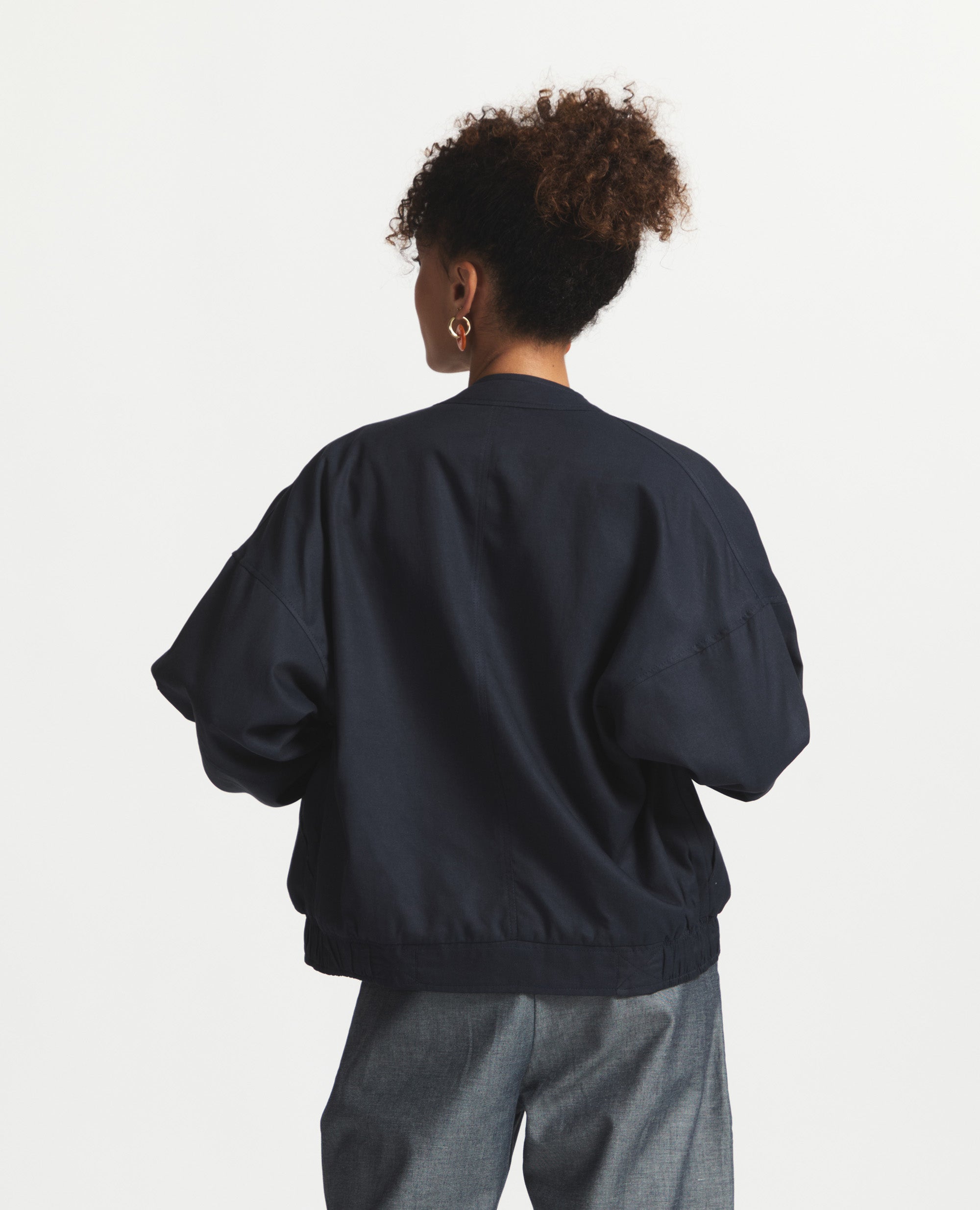 MJ | Lined Relaxed Bomber | Navy