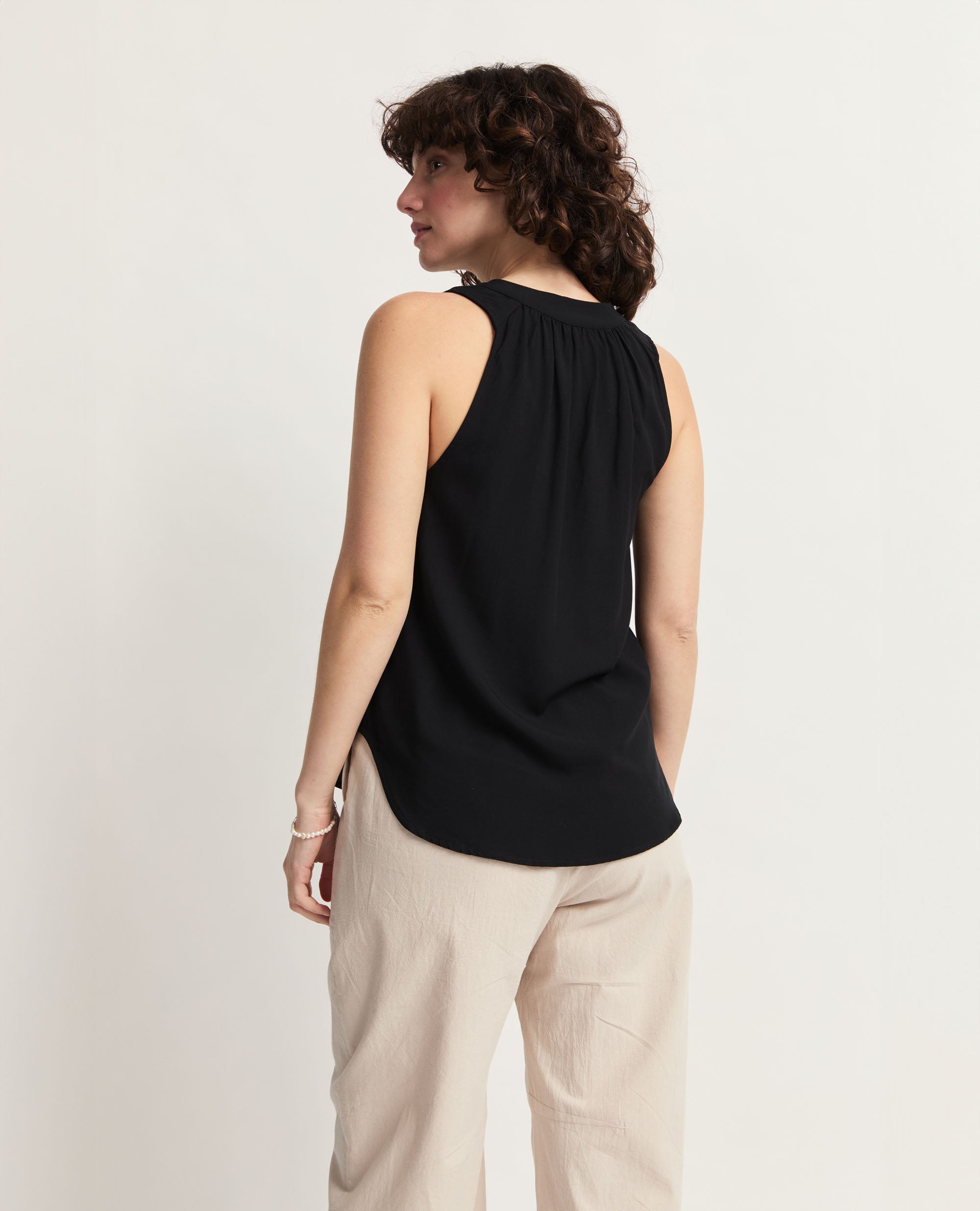 Alfama | Tassle Tie Blouse | Black