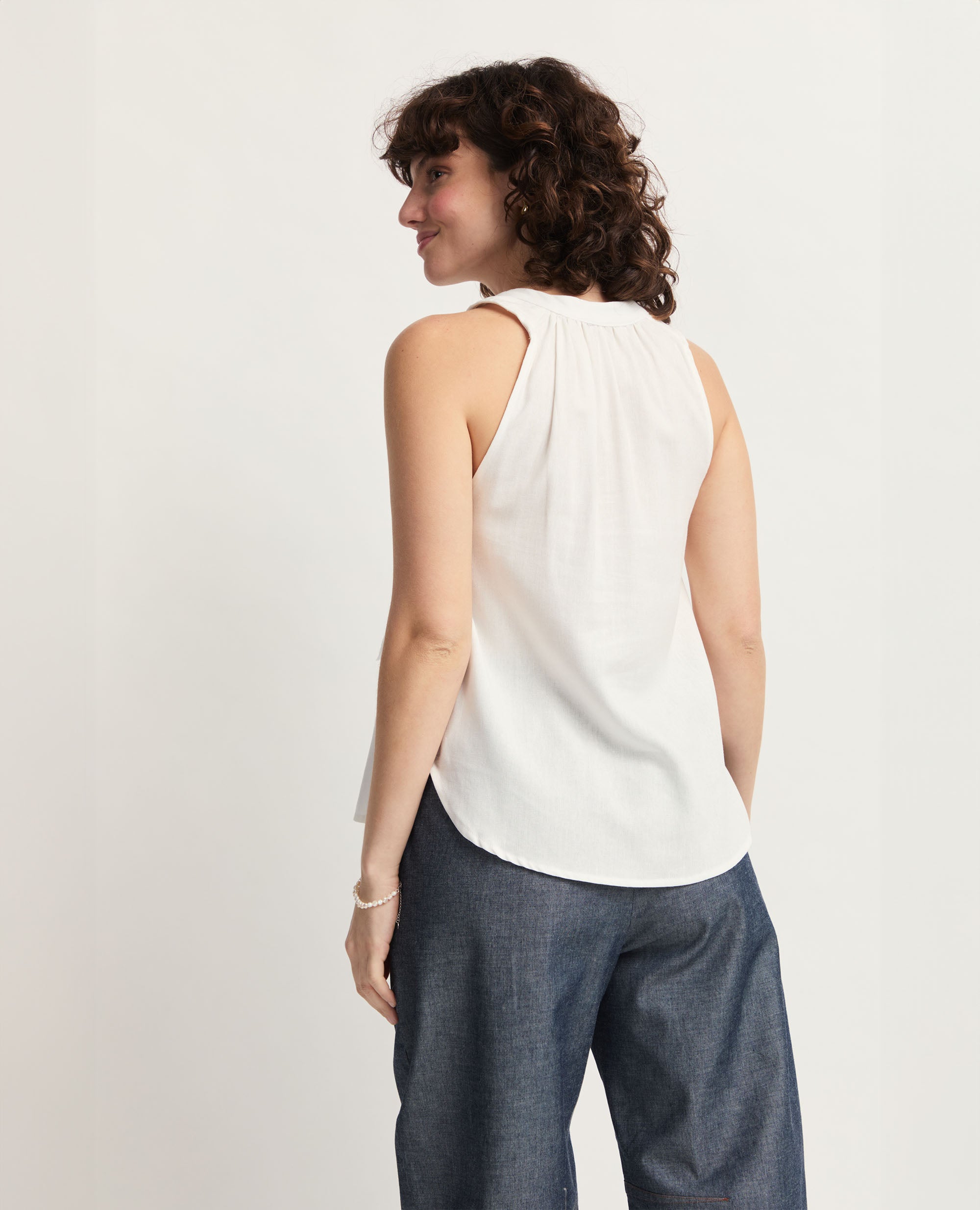 Alfama | Tassle Tie Blouse | White