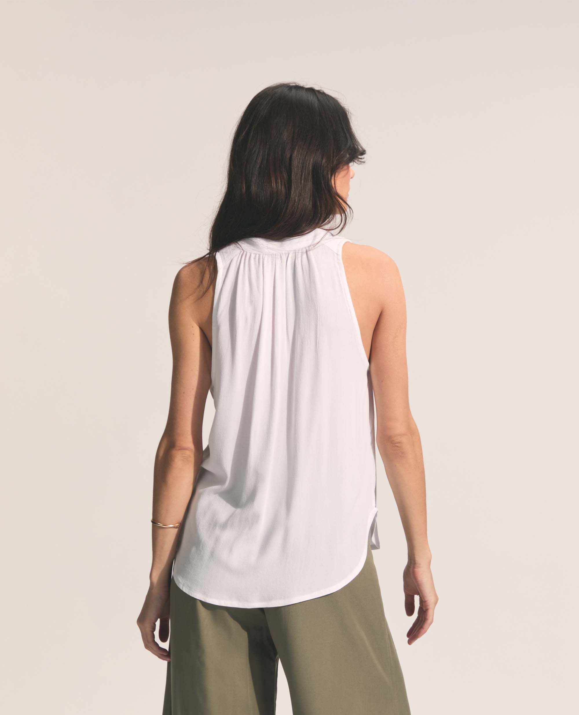 Alfama | Tassle Tie Blouse | White