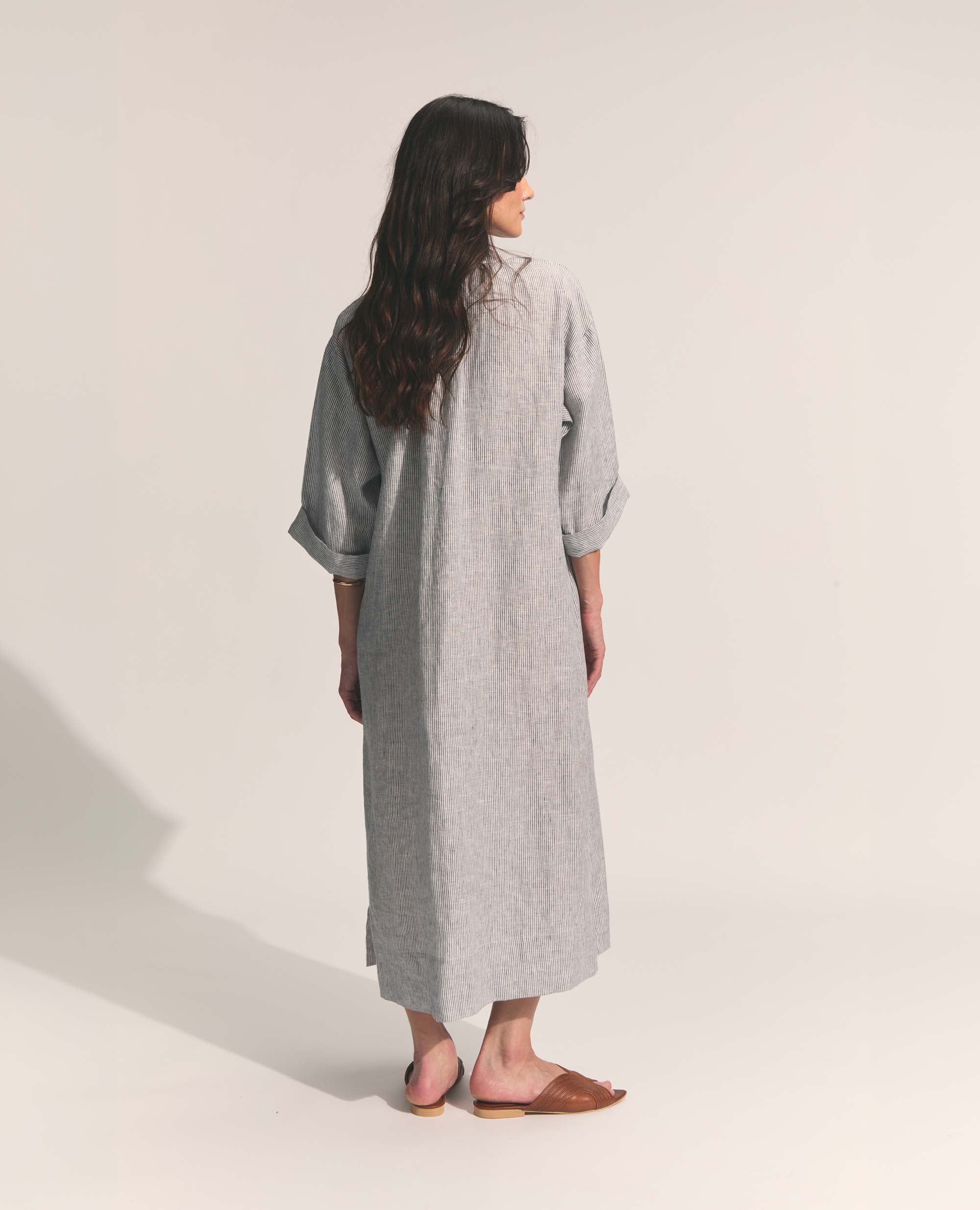 Alexa | Dress with Pockets | Navy Stripe