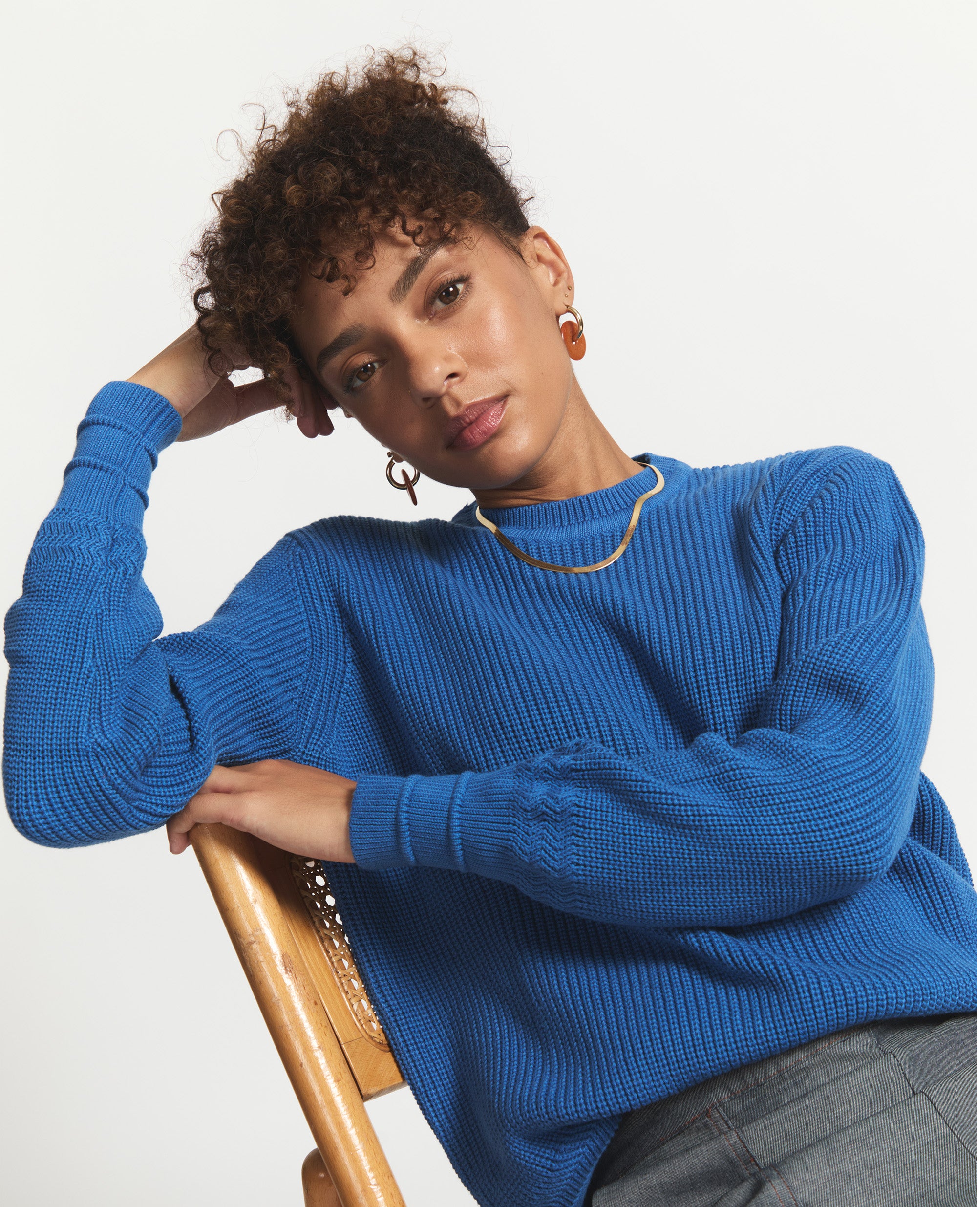 Aspen | Round Neck Cotton Jersey | Blue