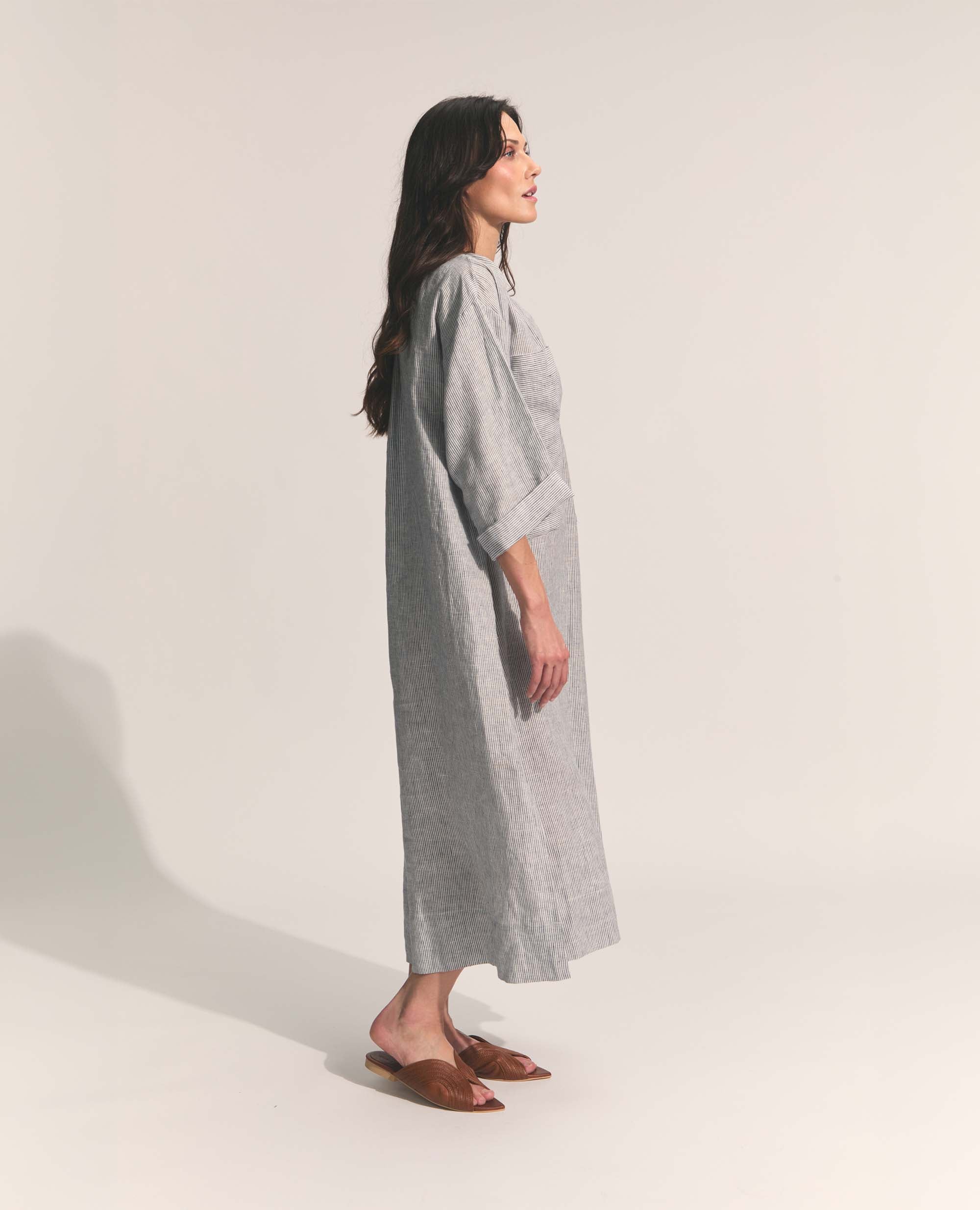 Alexa | Dress with Pockets | Navy Stripe