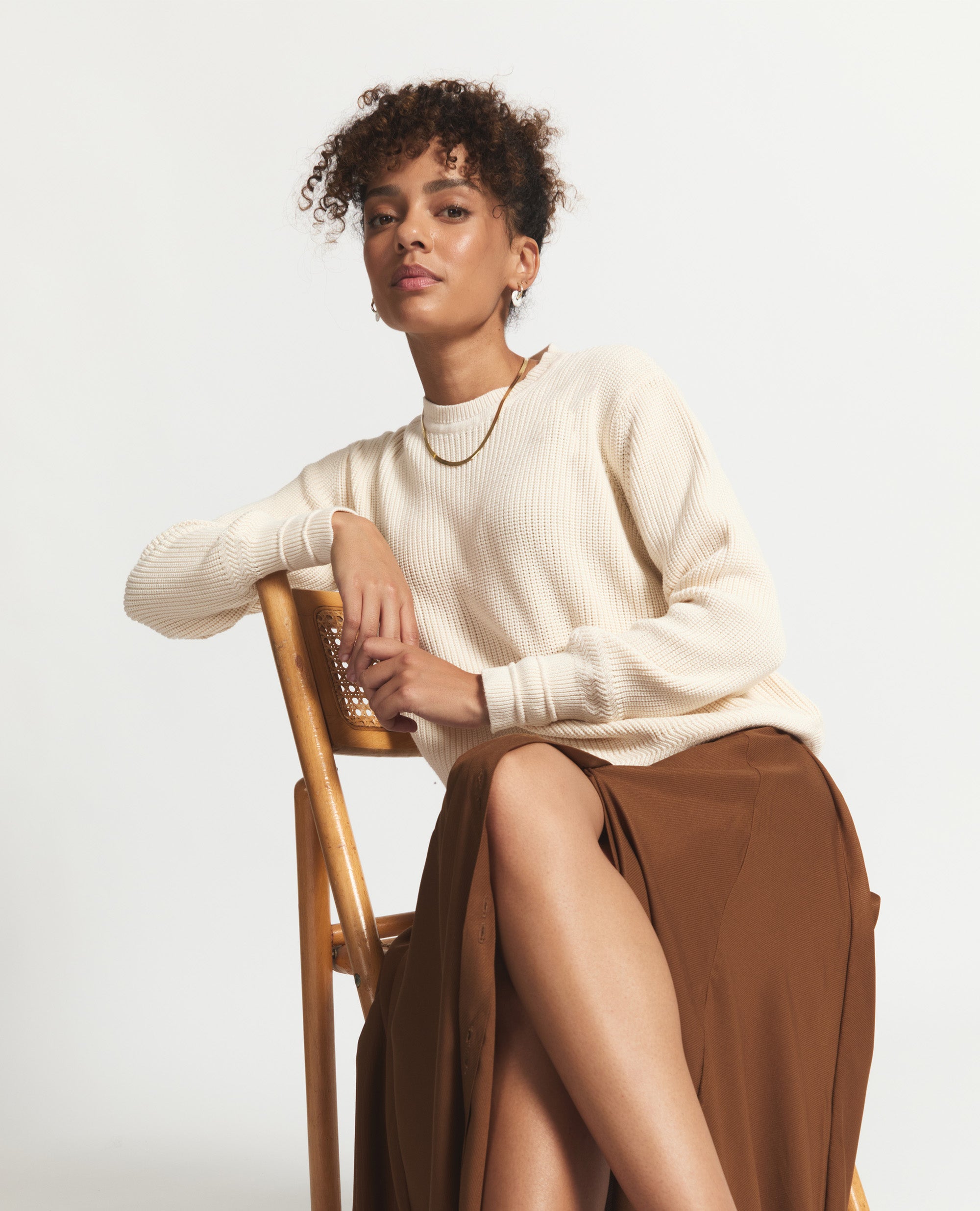 Aspen | Round Neck Cotton Jersey | Ecru