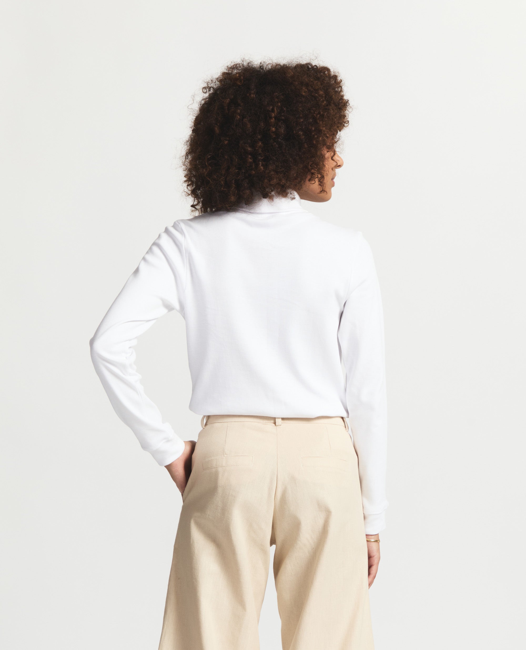 Madison | Relaxed Fit Polo Neck Top | White