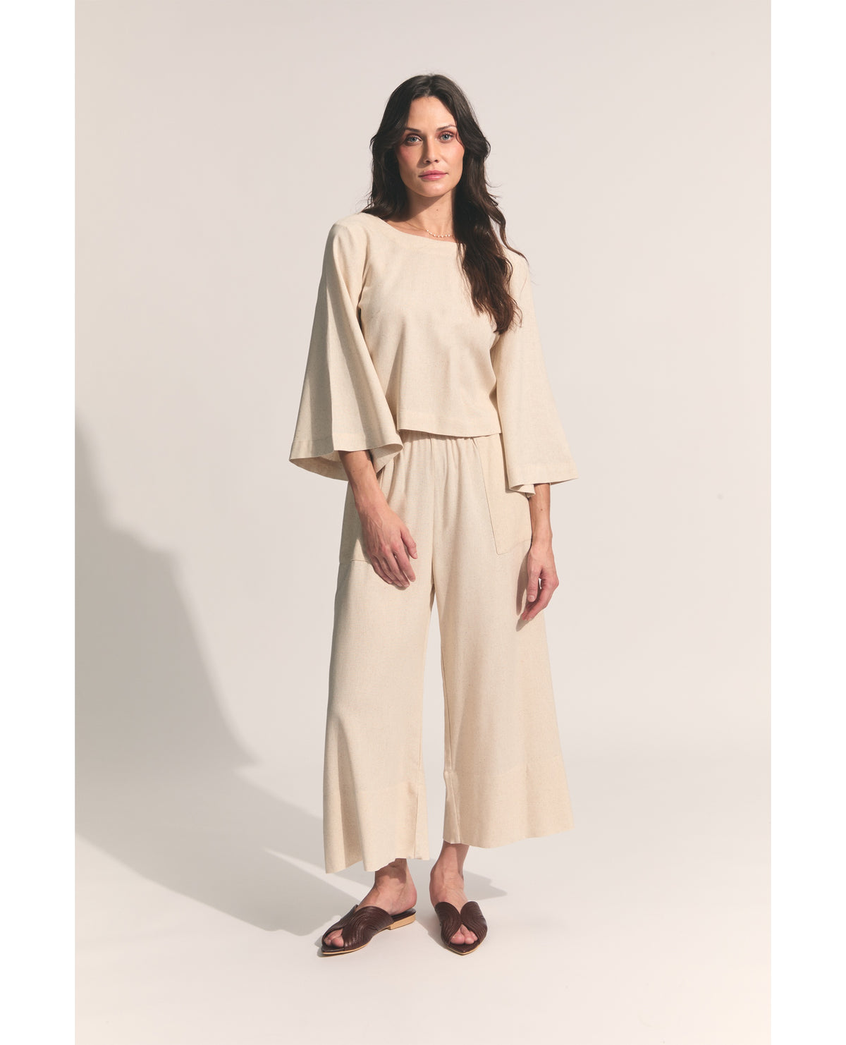 Shogun Pants | Cropped Wide Length Pants | Natural