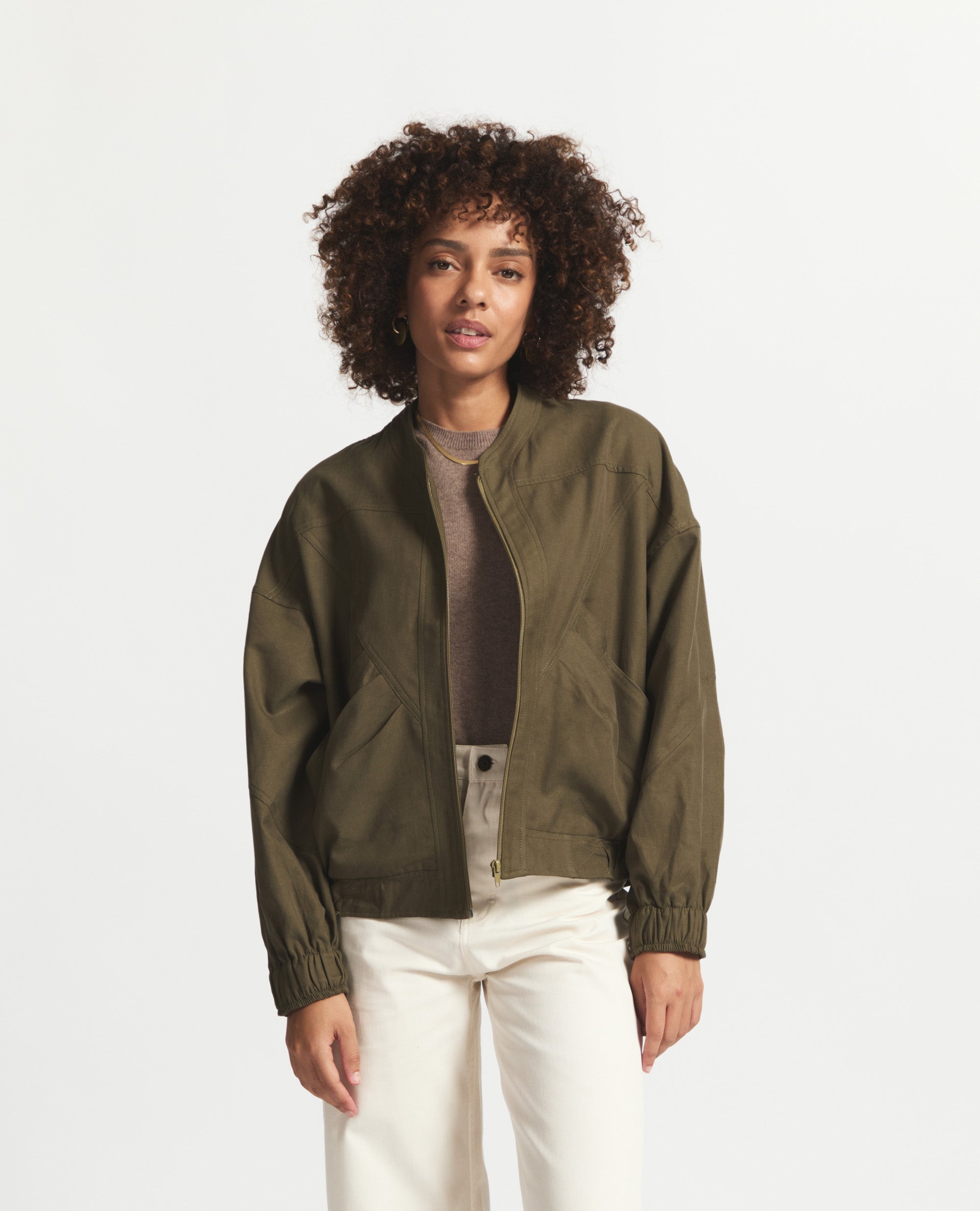 MJ | Lined Relaxed Bomber | Olive