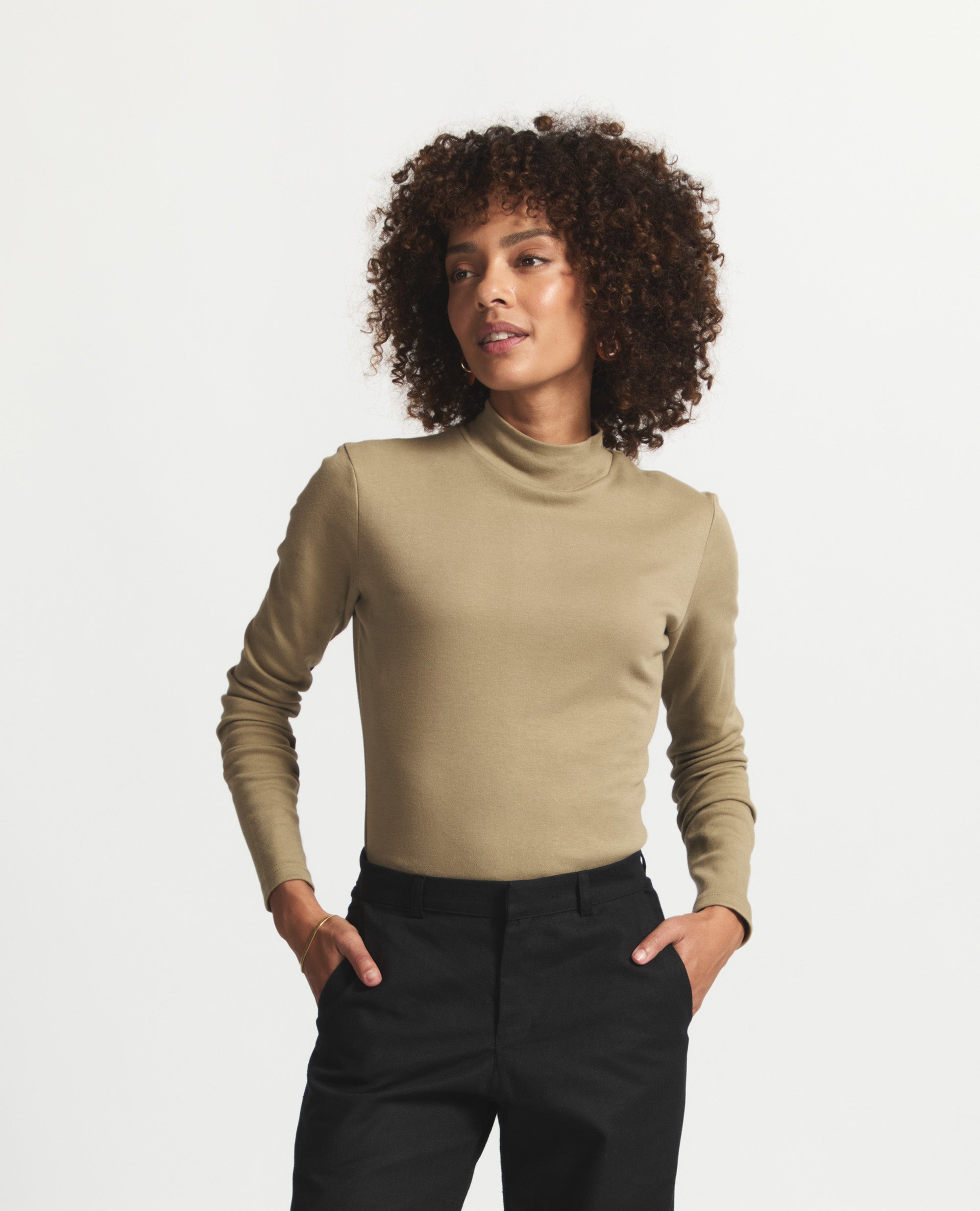 Ella | Turtle Neck Top | Khaki