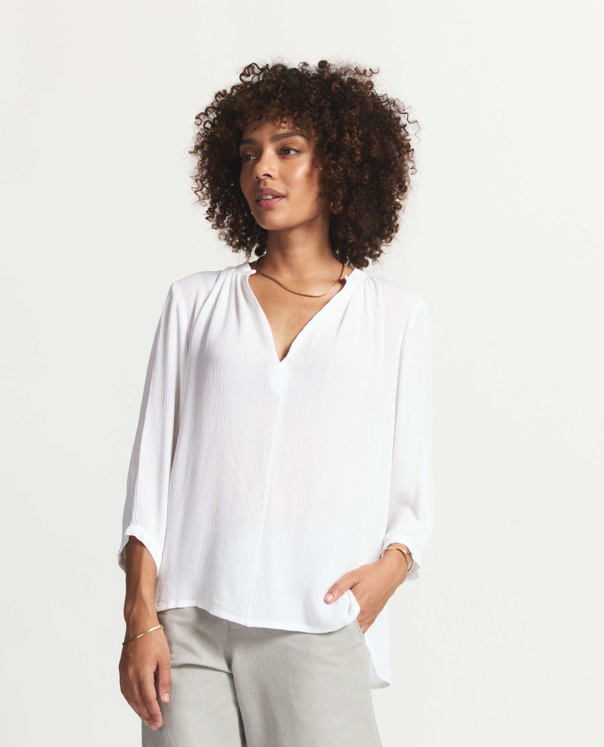 Marbella | Oversized Mandarin Collar | Ecru