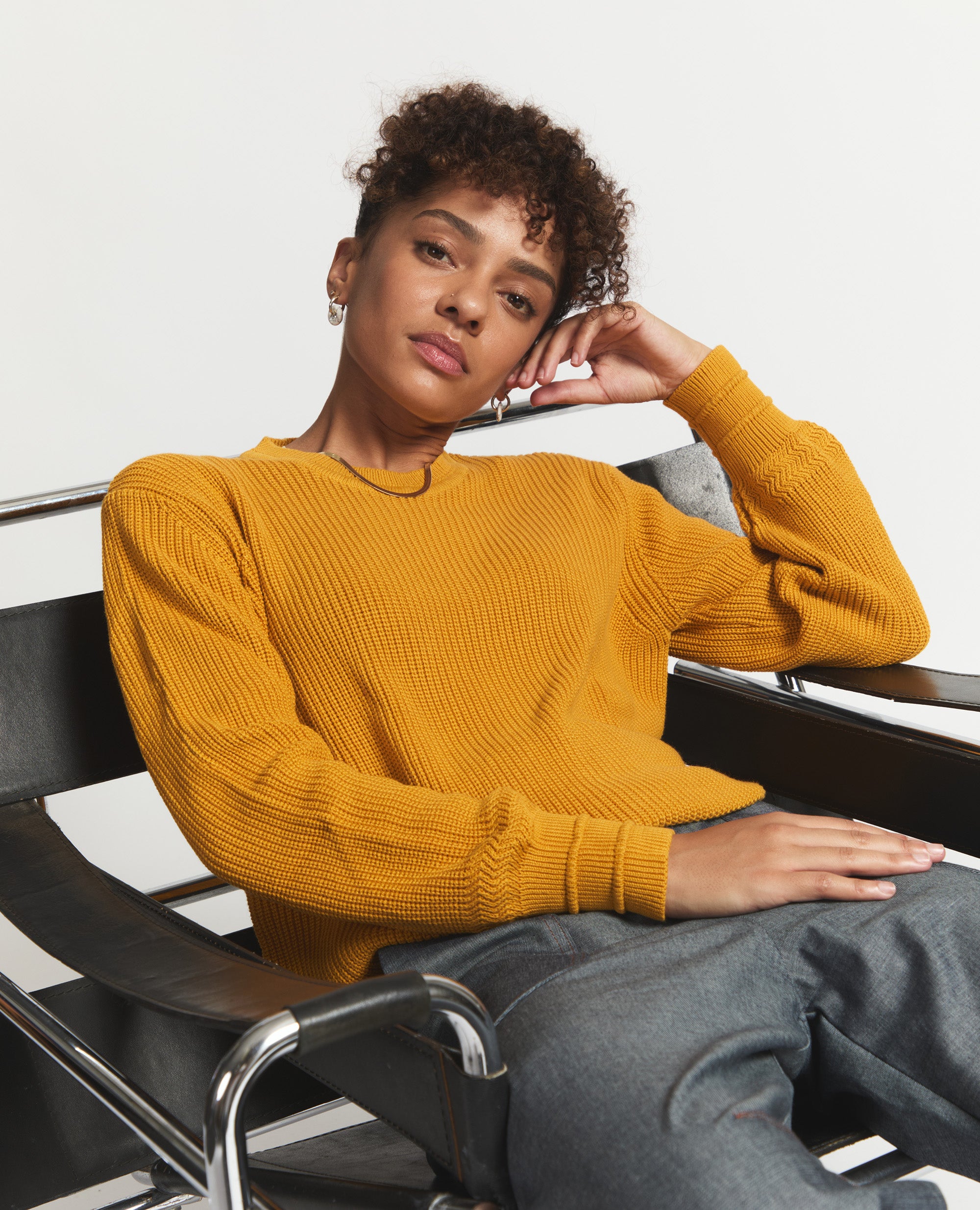 Aspen | Round Neck Cotton Jersey | Ochre