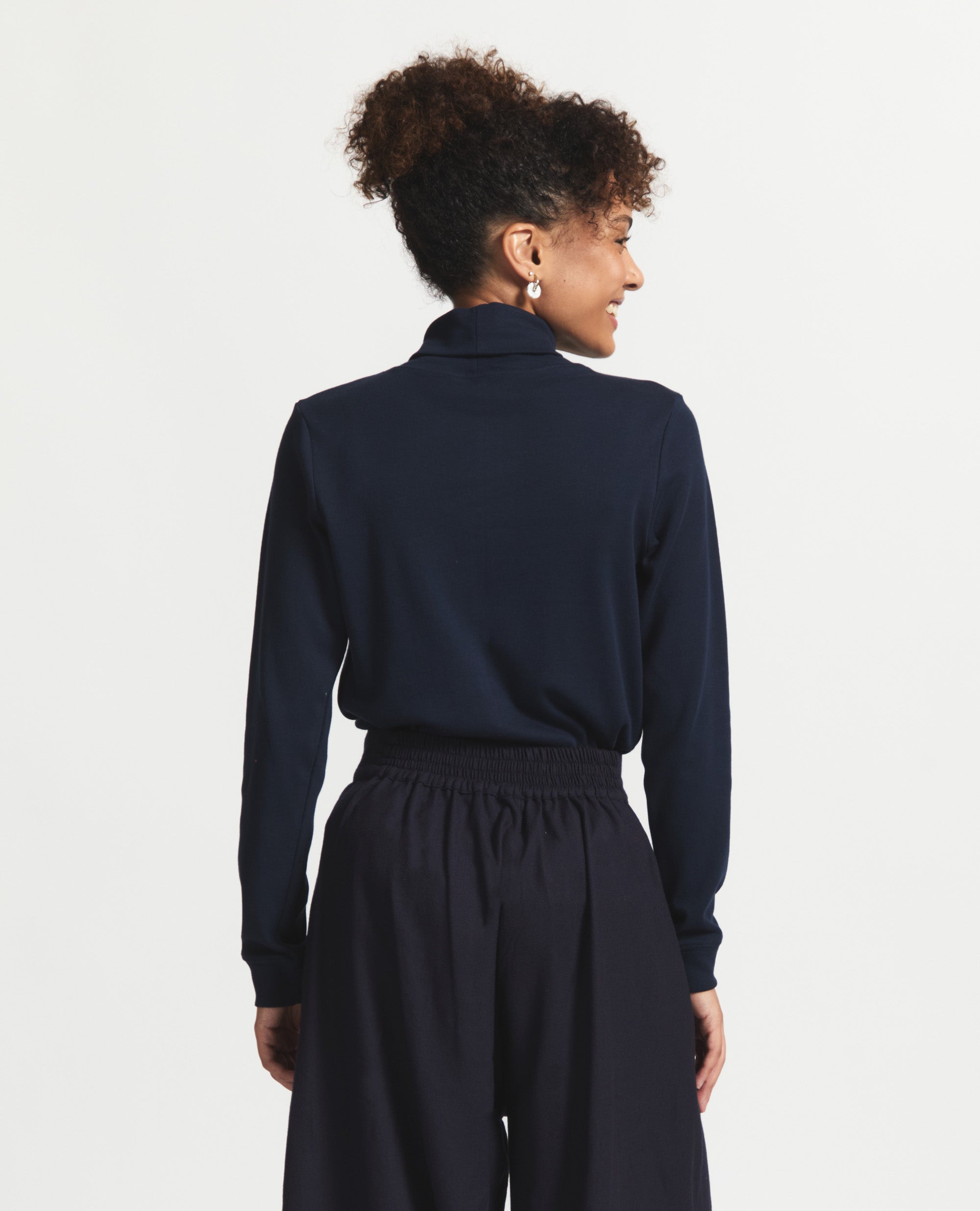 Madison | Relaxed Fit Polo Neck Top | Navy