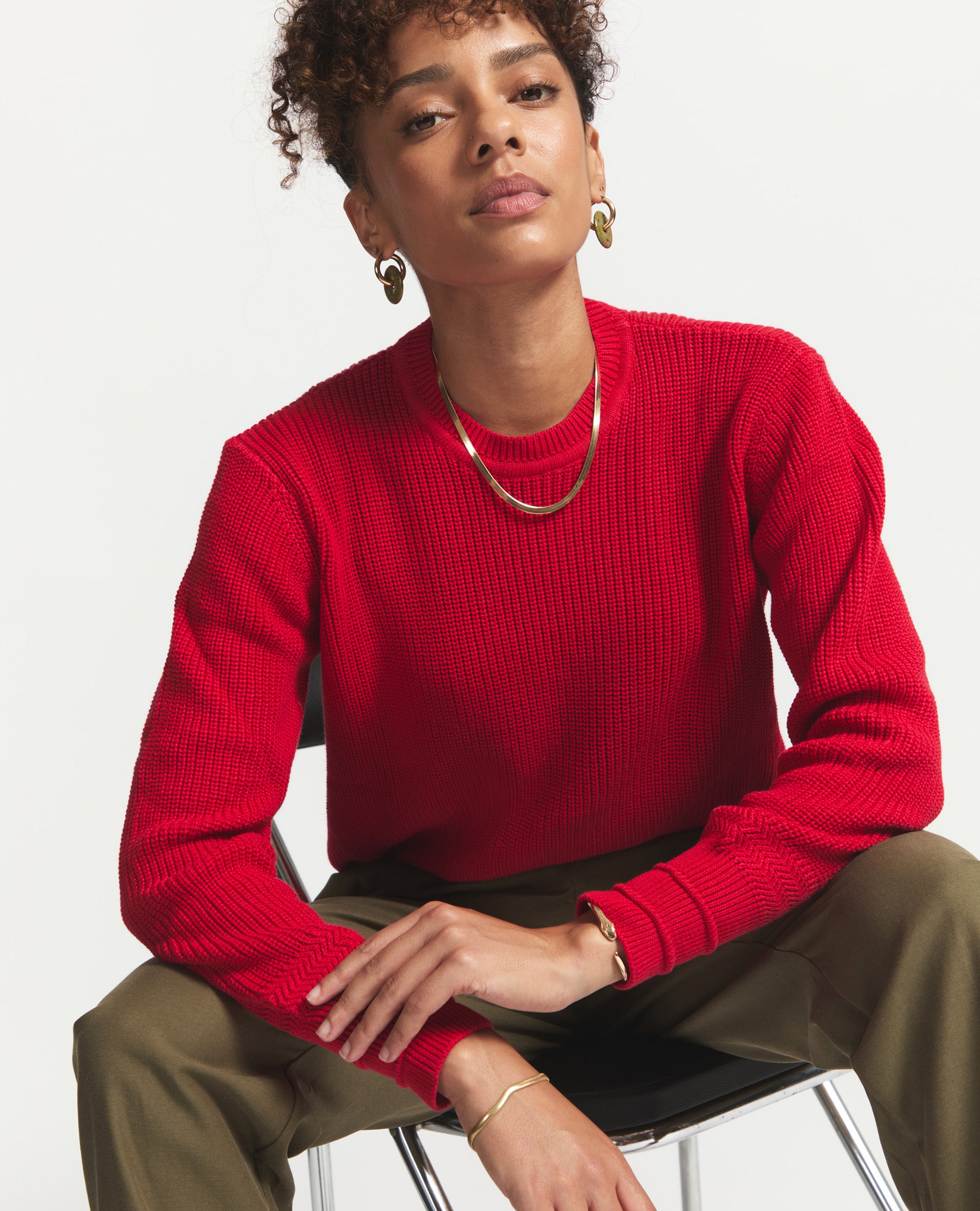 Aspen | Round Neck Cotton Jersey | Lipstick