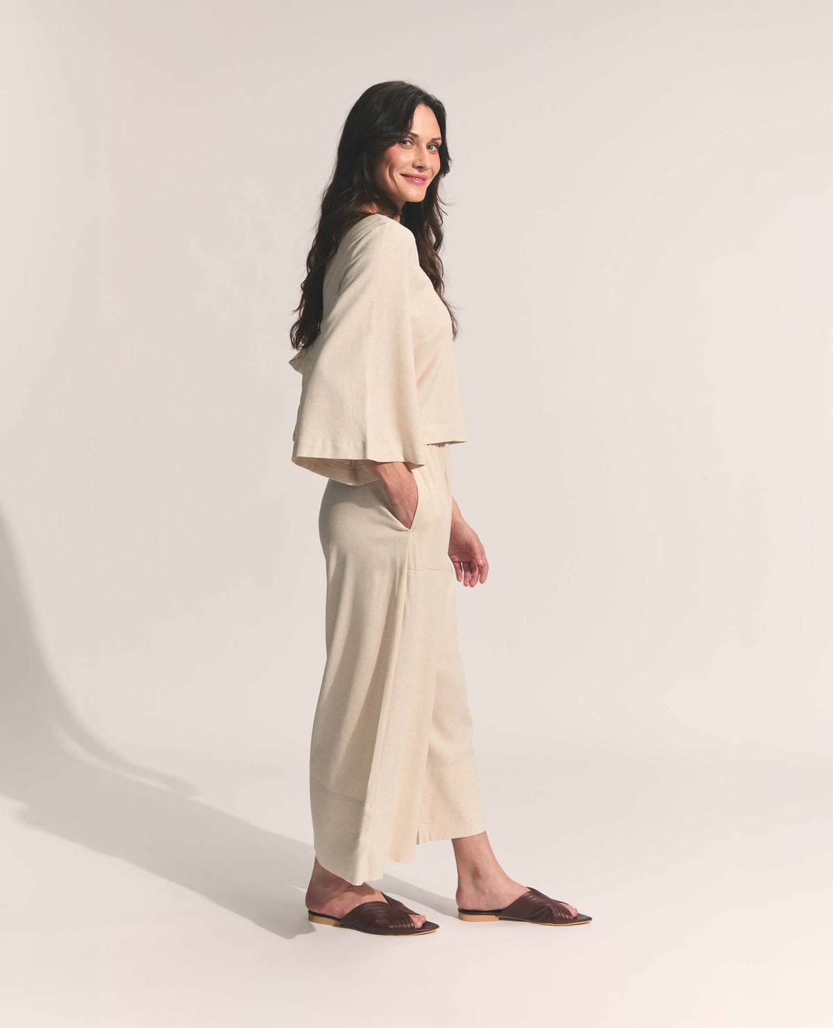 Shogun Pants | Cropped Wide Length Pants | Natural
