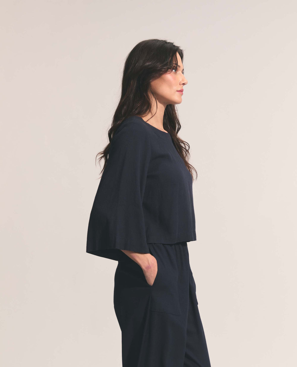 Dione | Three Quarter Flare Sleeve | Navy