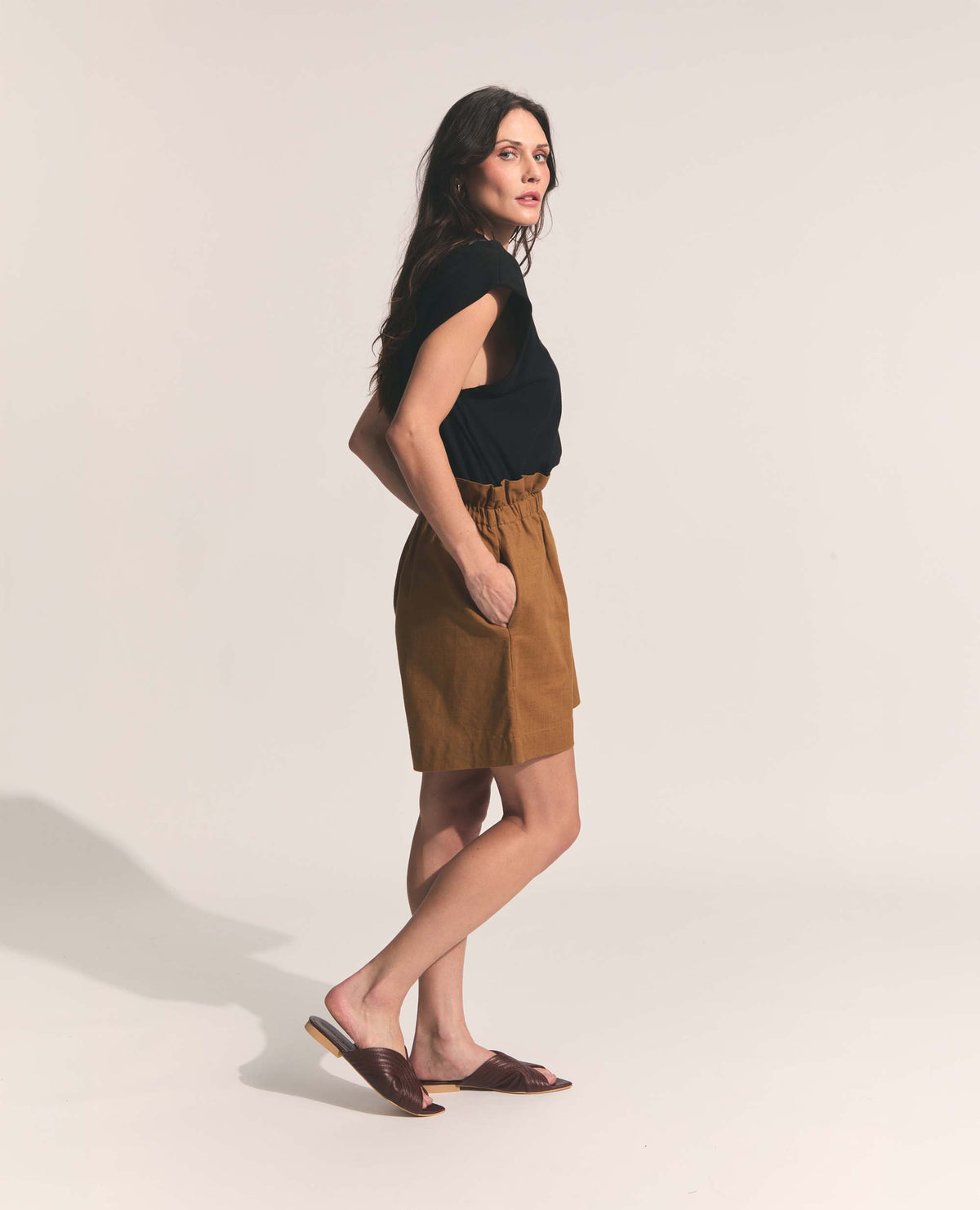 Blythe | Paper Bag Shorts | Tobacco