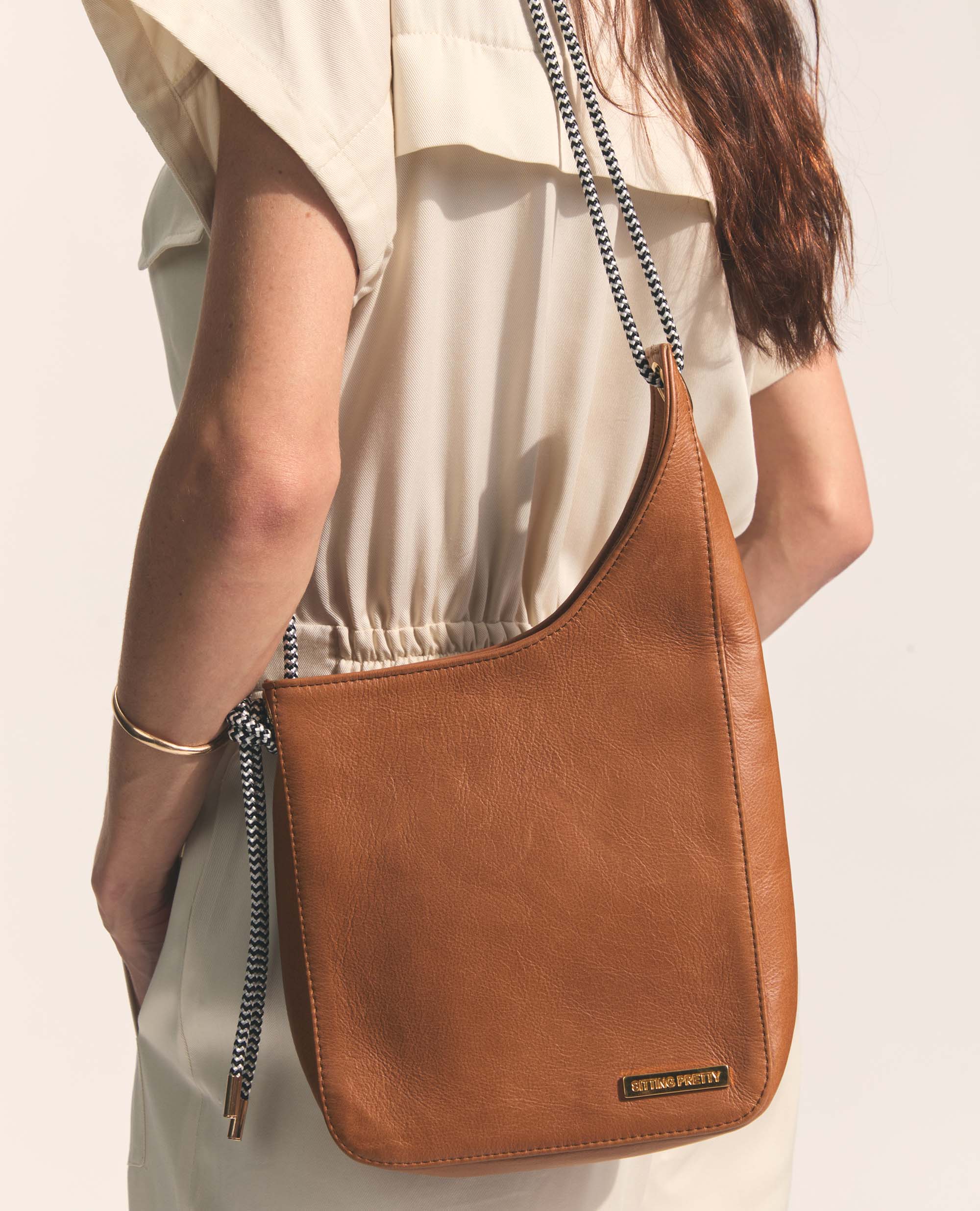 Sling Handbag | Tan with Rope Handle