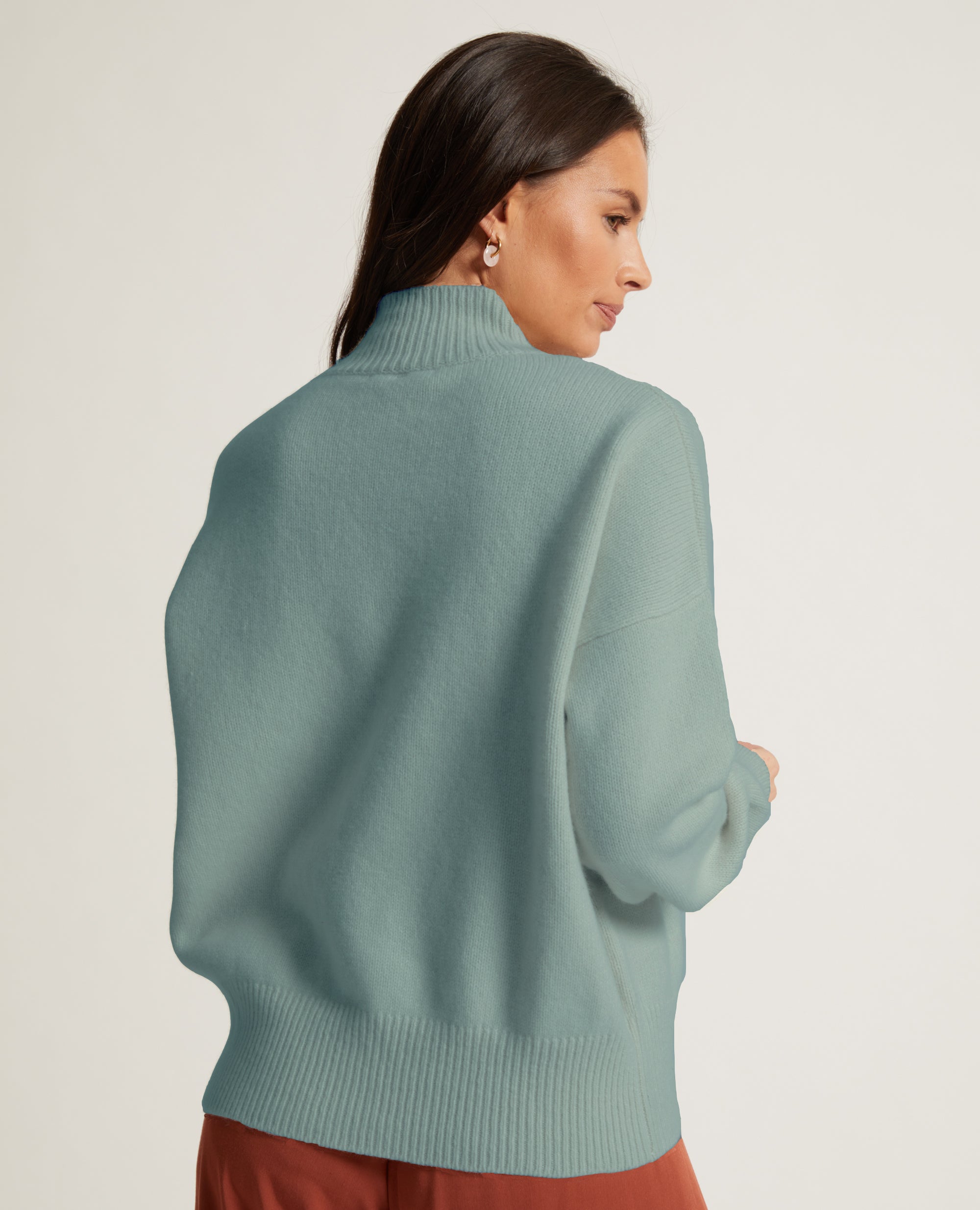 Cocoon | High Neck Jersey | Black & Sage