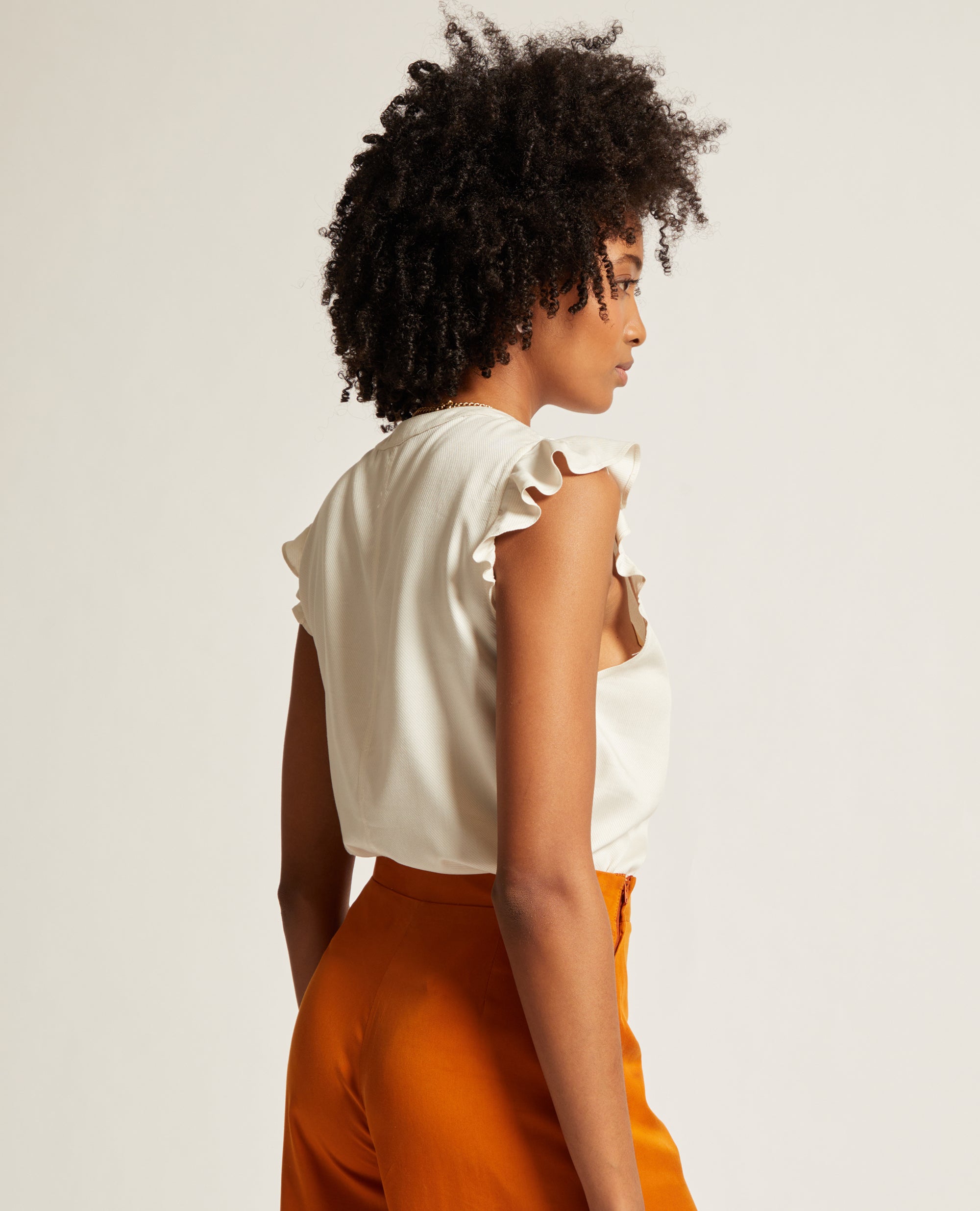 Mai | Round Neck Frill Blouse