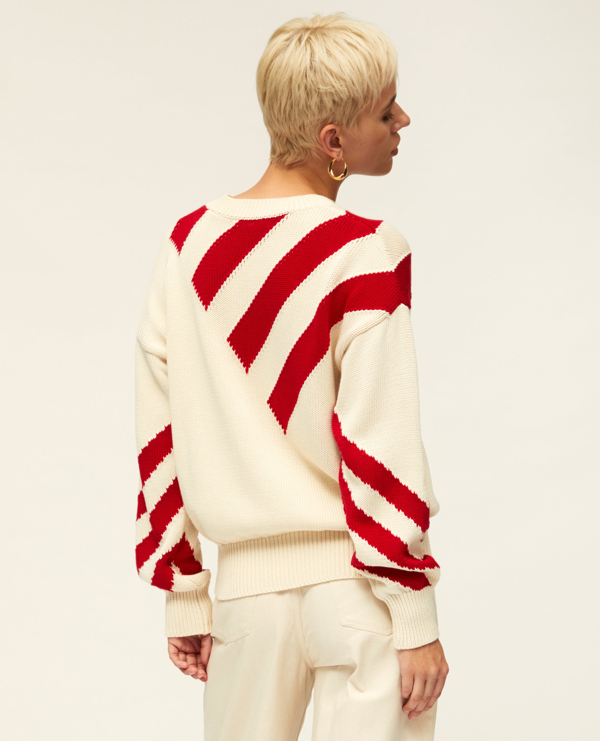 Zig Zag | Graphic Knit | Red & Ecru