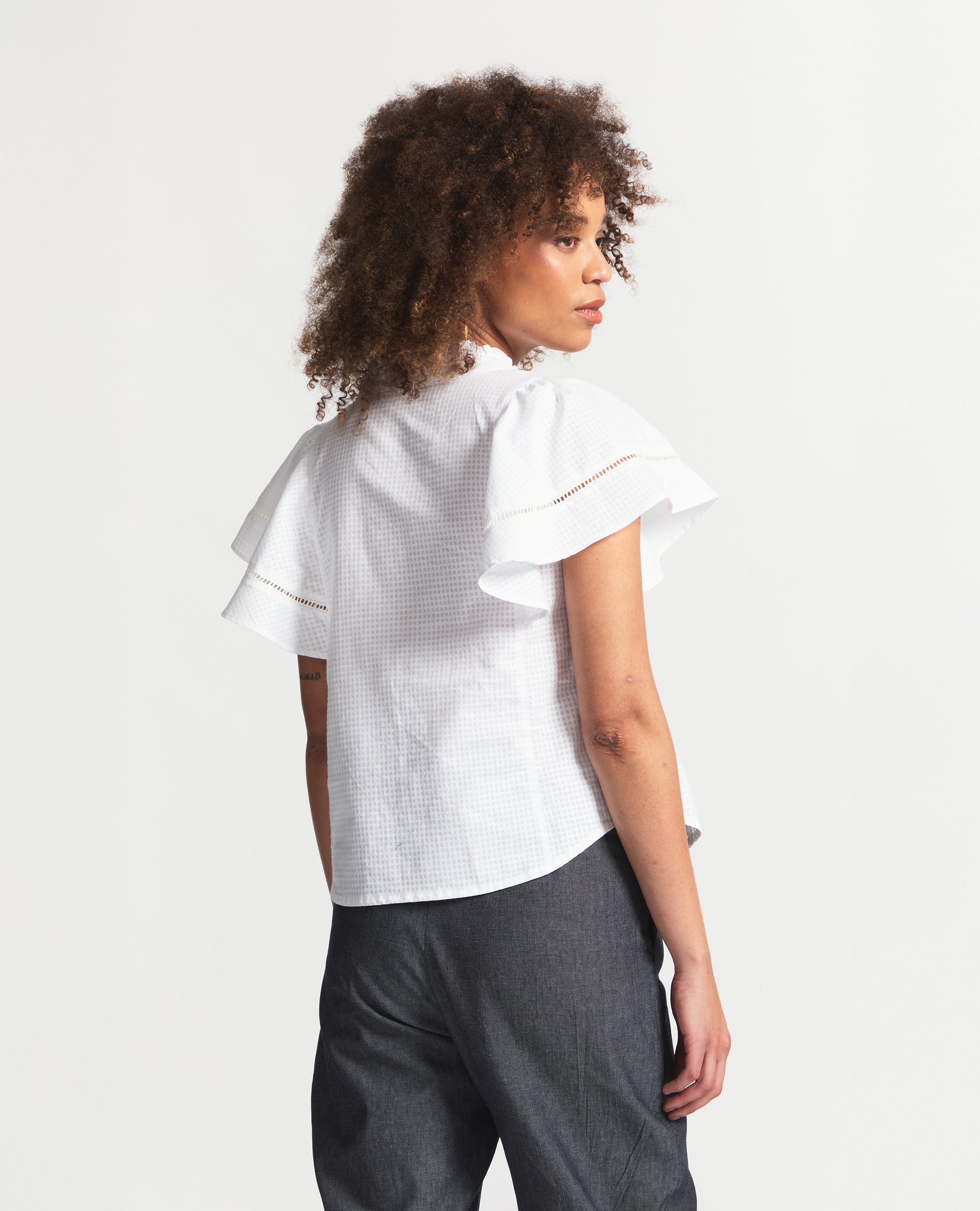 Lilia | Relaxed Blouse | White Check