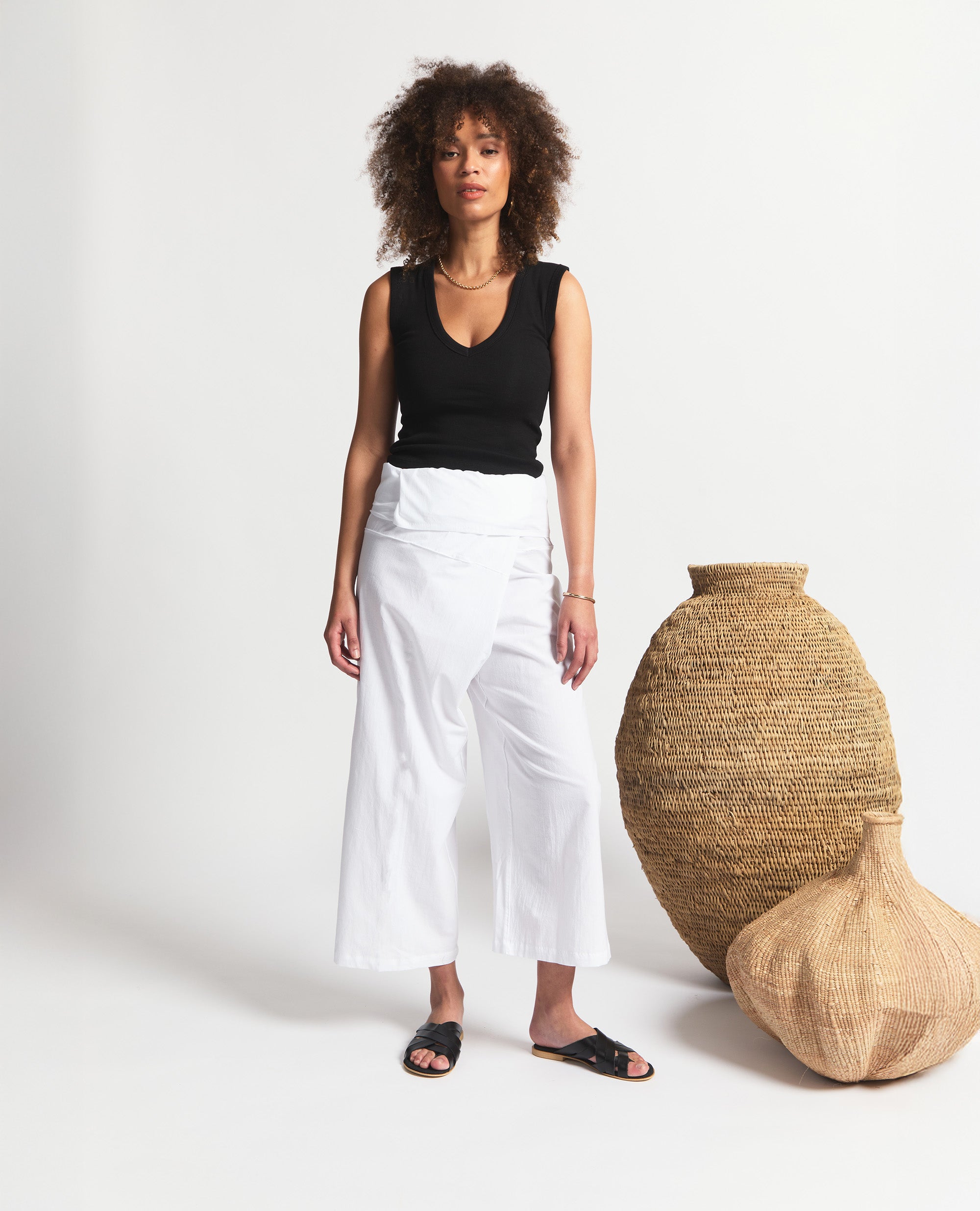 Chai | Wrap Pants | White