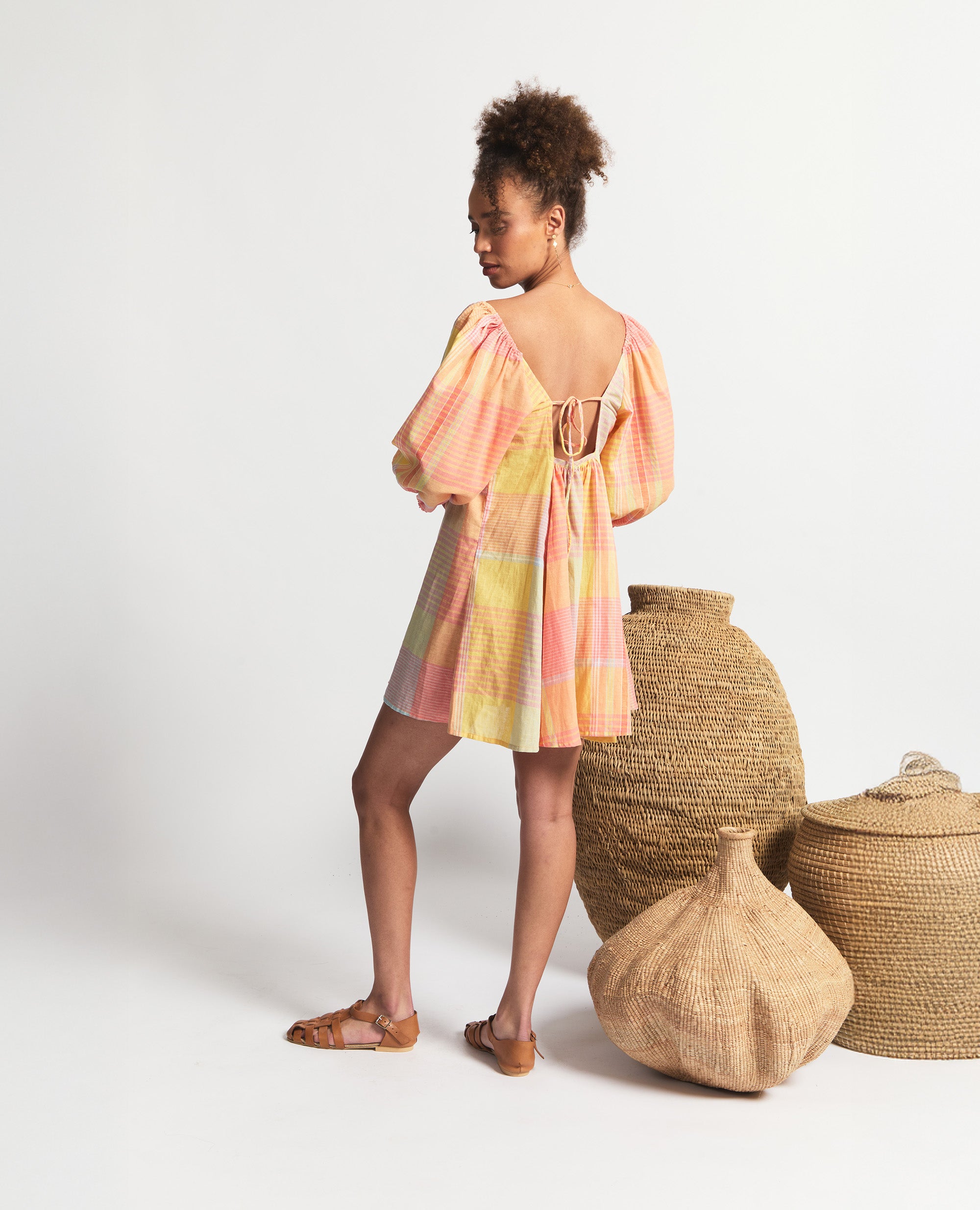 Maisie | Flared A-Line | Tangerine Check