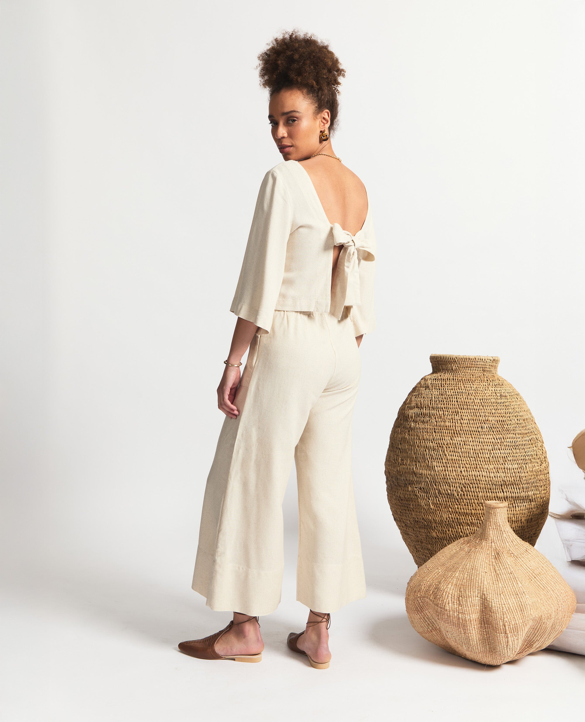 Oshun Pants | Relaxed Fit Wide Length Pants | Natural