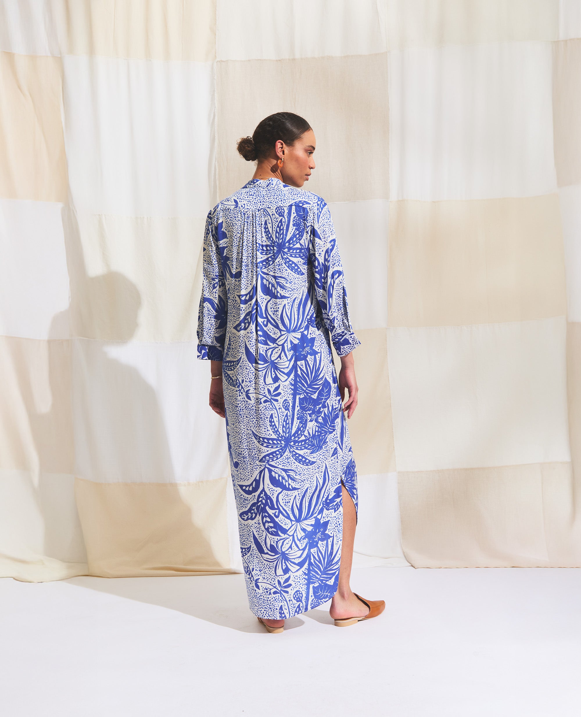 Zanzi | Relaxed Dress | Cobalt & Ecru Jungle