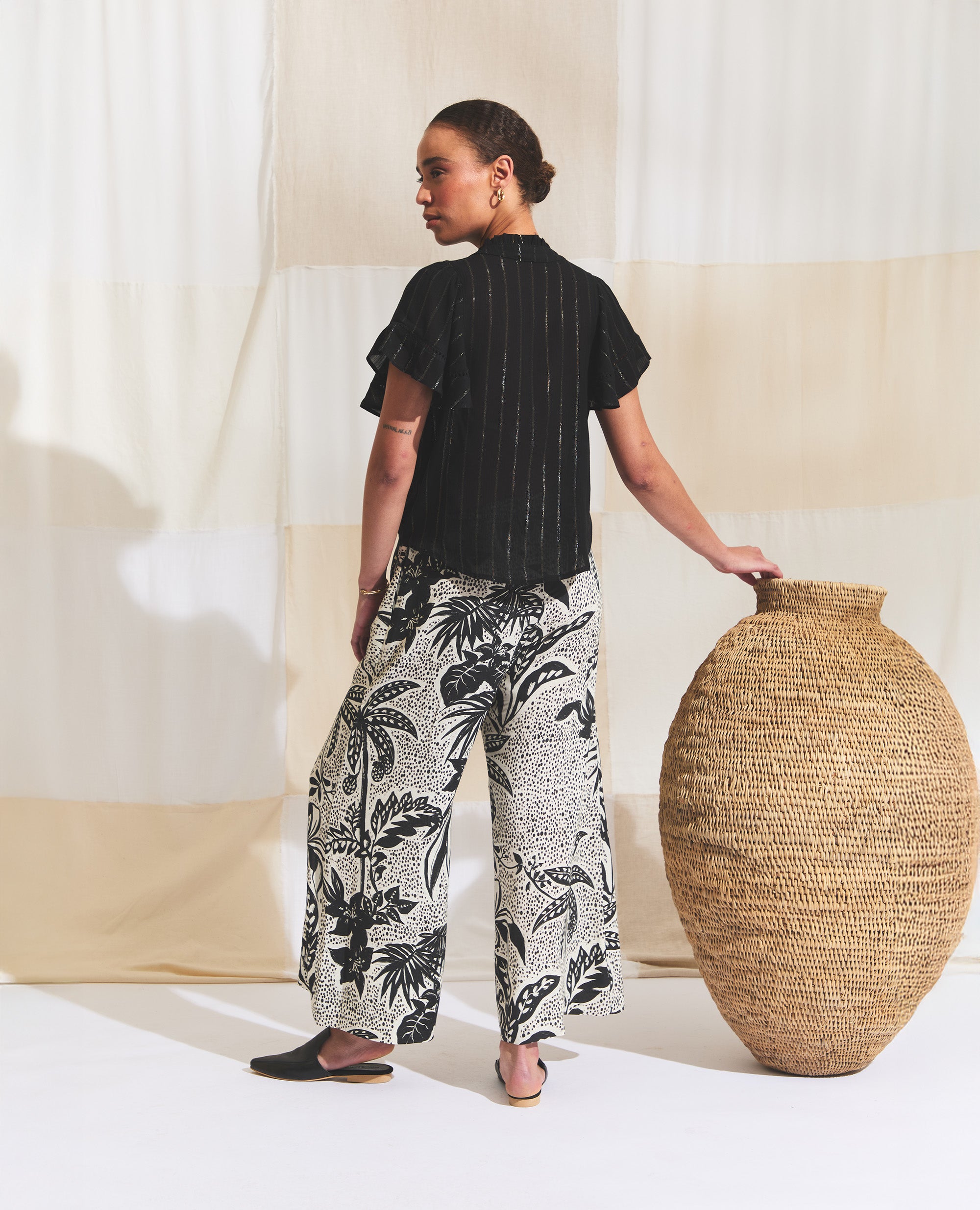 Oshun Pants | Resort | Black & Ecru Jungle